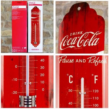Nostalgic-Art Raumthermometer Retro Metall-Thermometer Innen Analog - Coca-Cola Logo Red