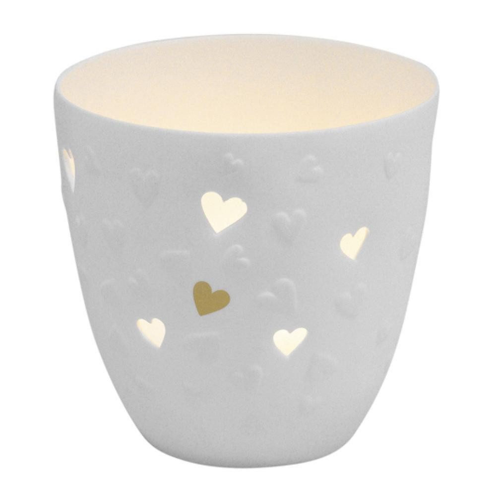 Räder Kerzenhalter Design Teelichthalter Poesielicht Goldene Herzen (9cm)