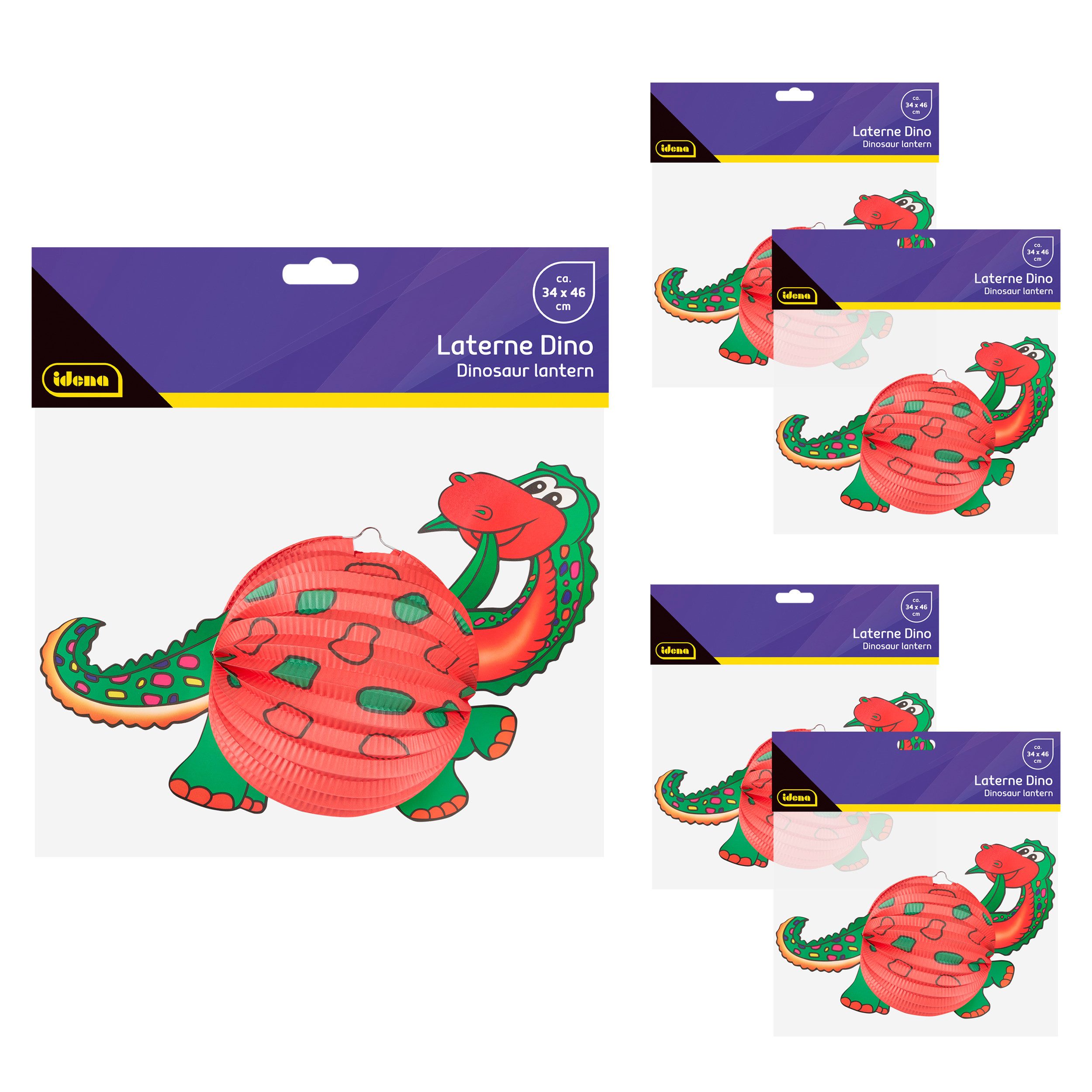Idena Umzugslaterne Idena Bundle Laternen Dino rot grün 34x46cm 5 Stück