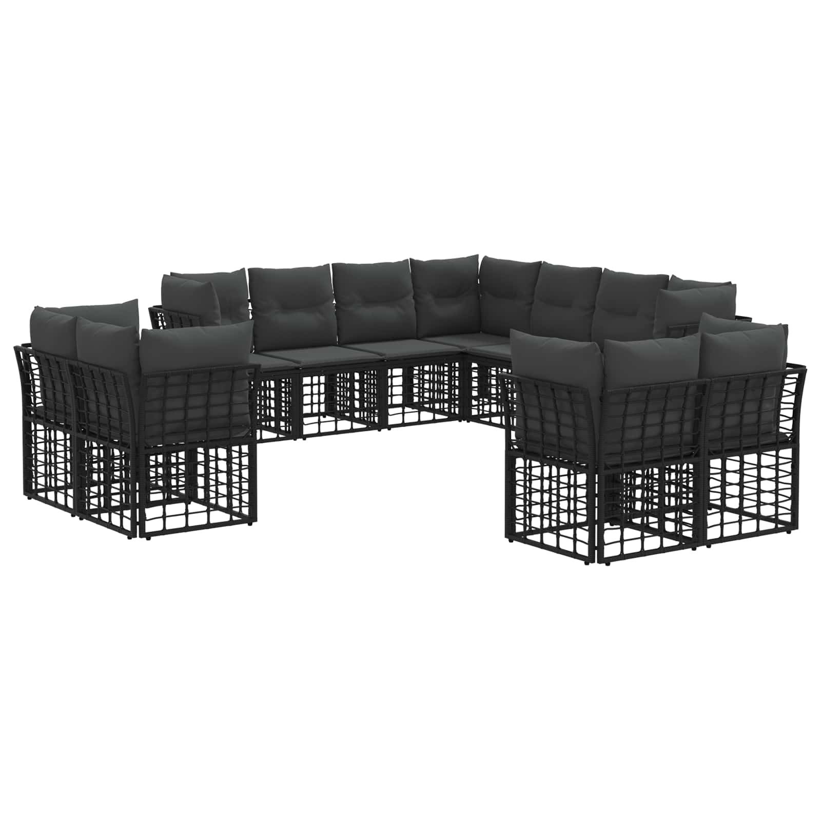 vidaXL Gartenlounge-Set Outdoor-Sofagarnitur Schwarz und Dunkelgrau Polyester
