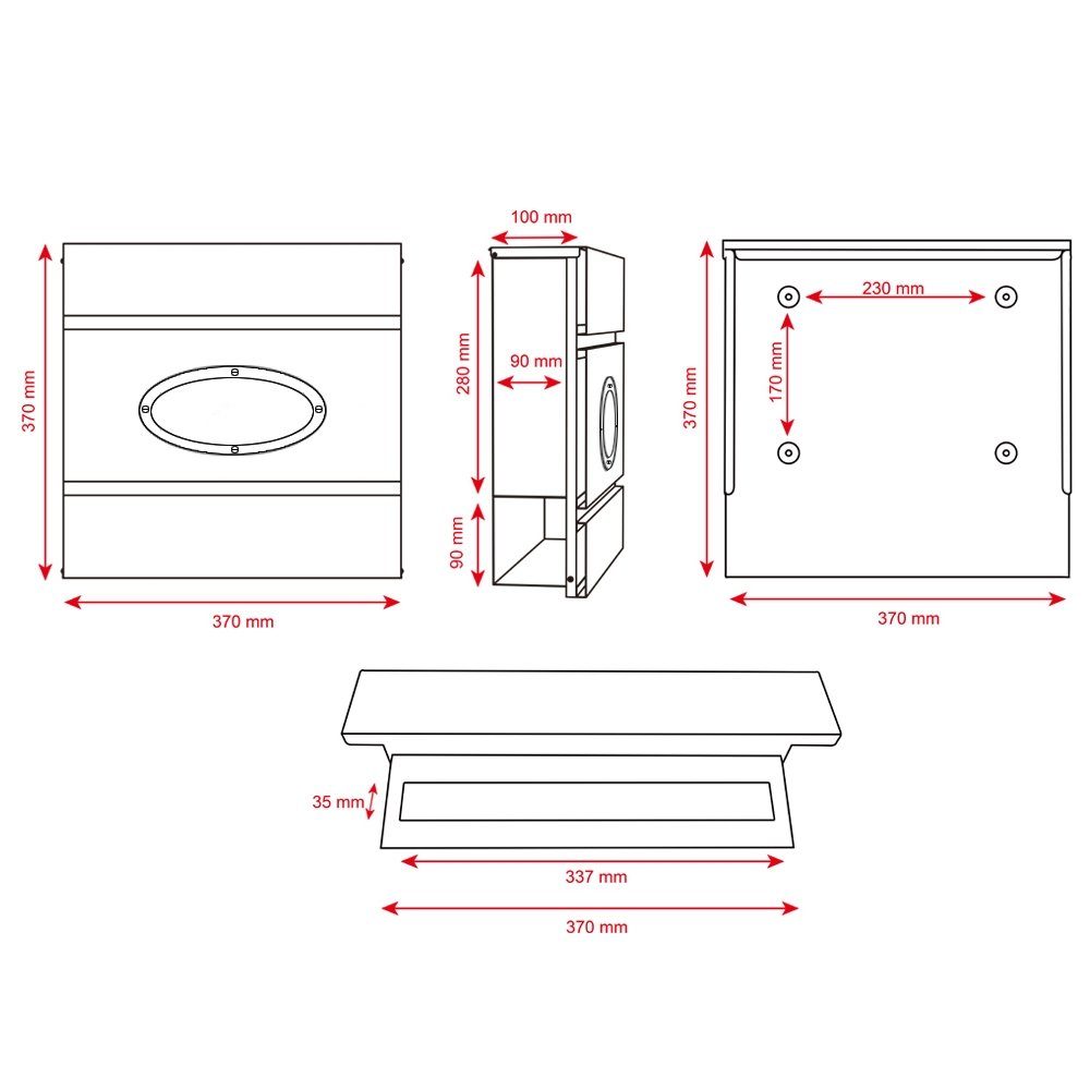 Mucola Wandbriefkasten Briefkasten Wandbriefkasten Edelstahl Zeitungsfach Design Modern (Stück, 1-St., Premium-Briefkasten), Schutzklappe lässt Regen abfließen
