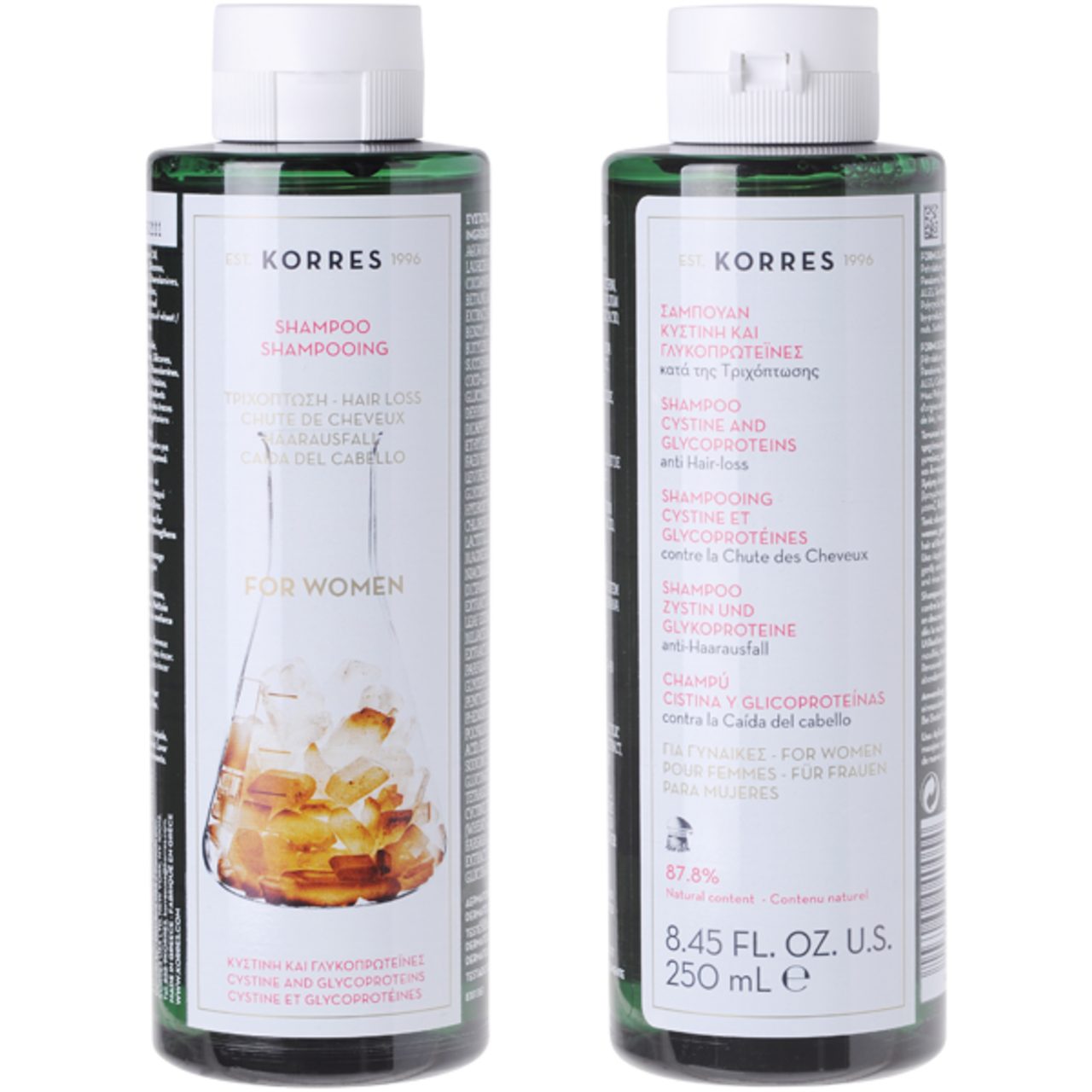 Korres Haarshampoo Cystine & Glycoproteins Shampoo, Stärkt das Haar von der Wurzel bis in die Spitzen