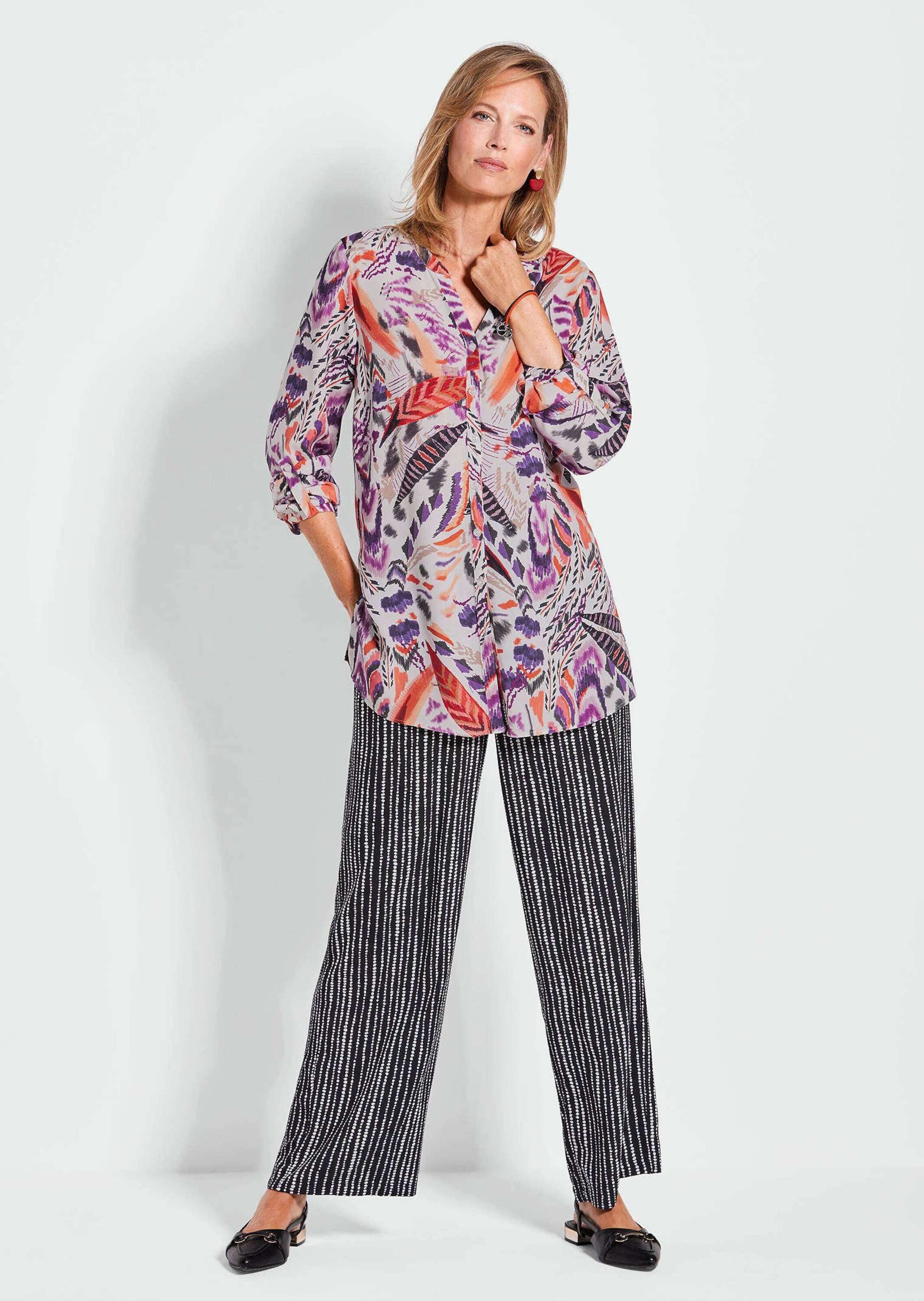 GOLDNER Tunika Verlängerte Viskosebluse mit Print Elegante Bluse mit floral günstig online kaufen