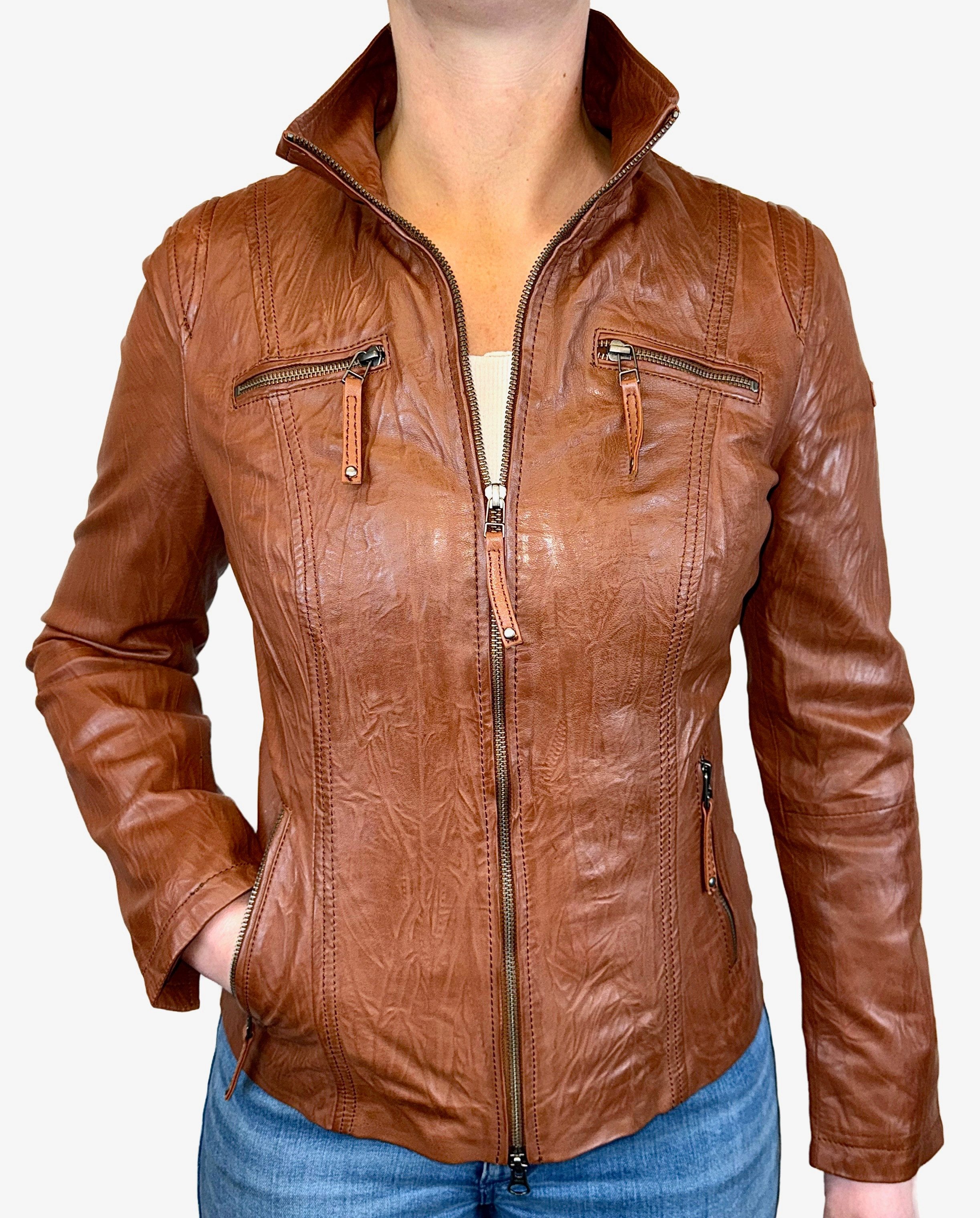 Cabrini Lederjacke aus feinstem Lammnappa Crinkle günstig online kaufen