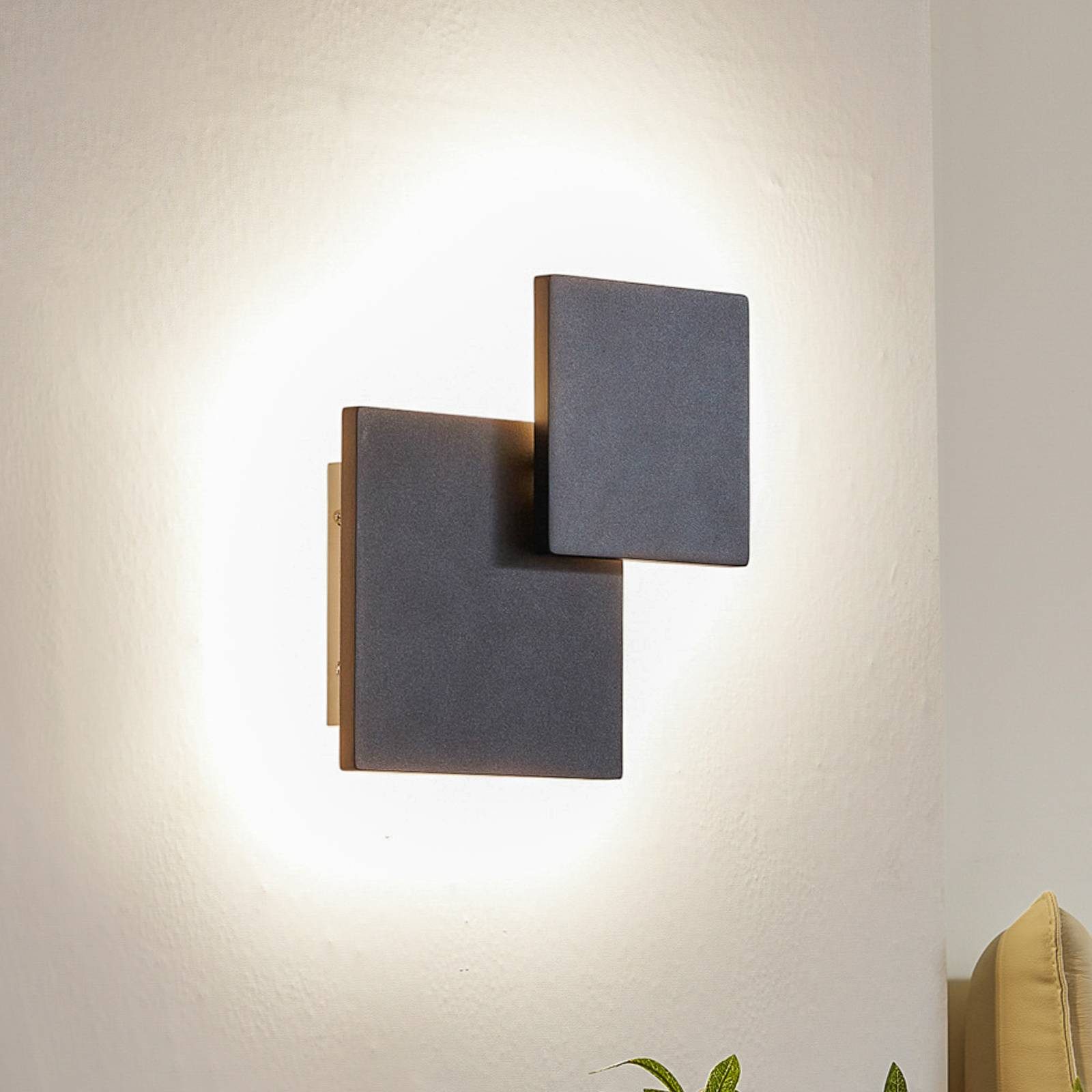 Lucande Wandleuchte Elrik, LED, Metall, Schwarz warmweiß IP20, LED 14,1 W gesamt, warmweiß
