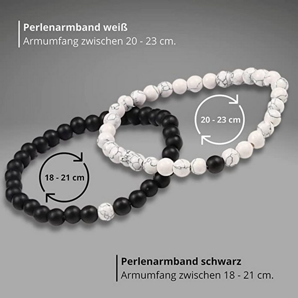 Binego Perlenarmband Set Perlenarmbänder Stein Herren Damen  Partnerarmbänder Paar Geschenk (2er Set, 2-tlg., inklusive Geschenkbeutel)