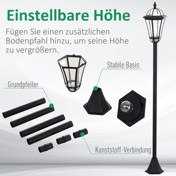 Outsunny LED Gartenleuchte Solar Gartenlaterne, 2er Set, 6 Stdn., ABS Schwarz, LED, Weiß, Ø18.5 x H129 cm