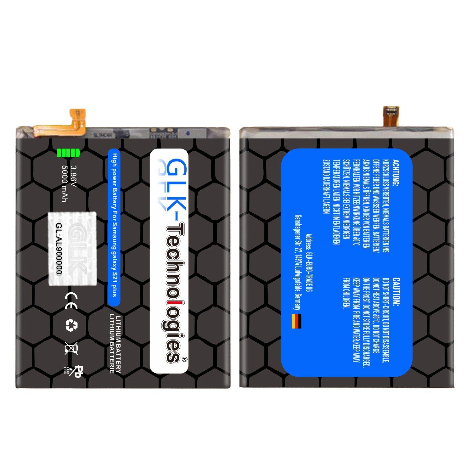 GLK-Technologies Samsung Galaxy S21 Plus G996B EB-BG996ABY Handy-Akku inkl. 2X Klebebandsätze 4200 mAh