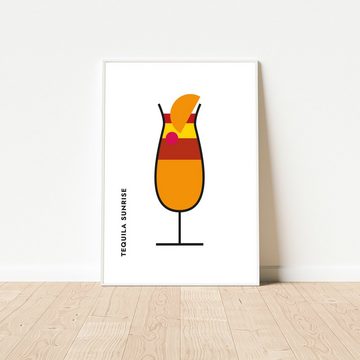 MOTIVISSO Poster Tequila Sunrise im Glas (Bauhaus-Style)