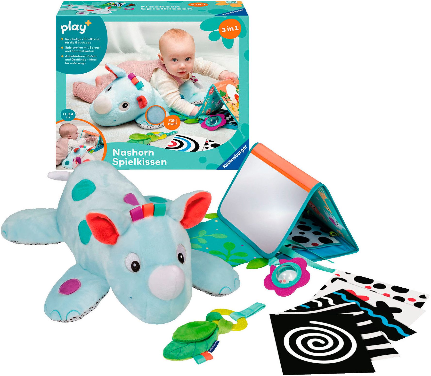 Ravensburger Greifspielzeug Play+ Nashorn Spielkissen (für die Bauchlage) günstig online kaufen