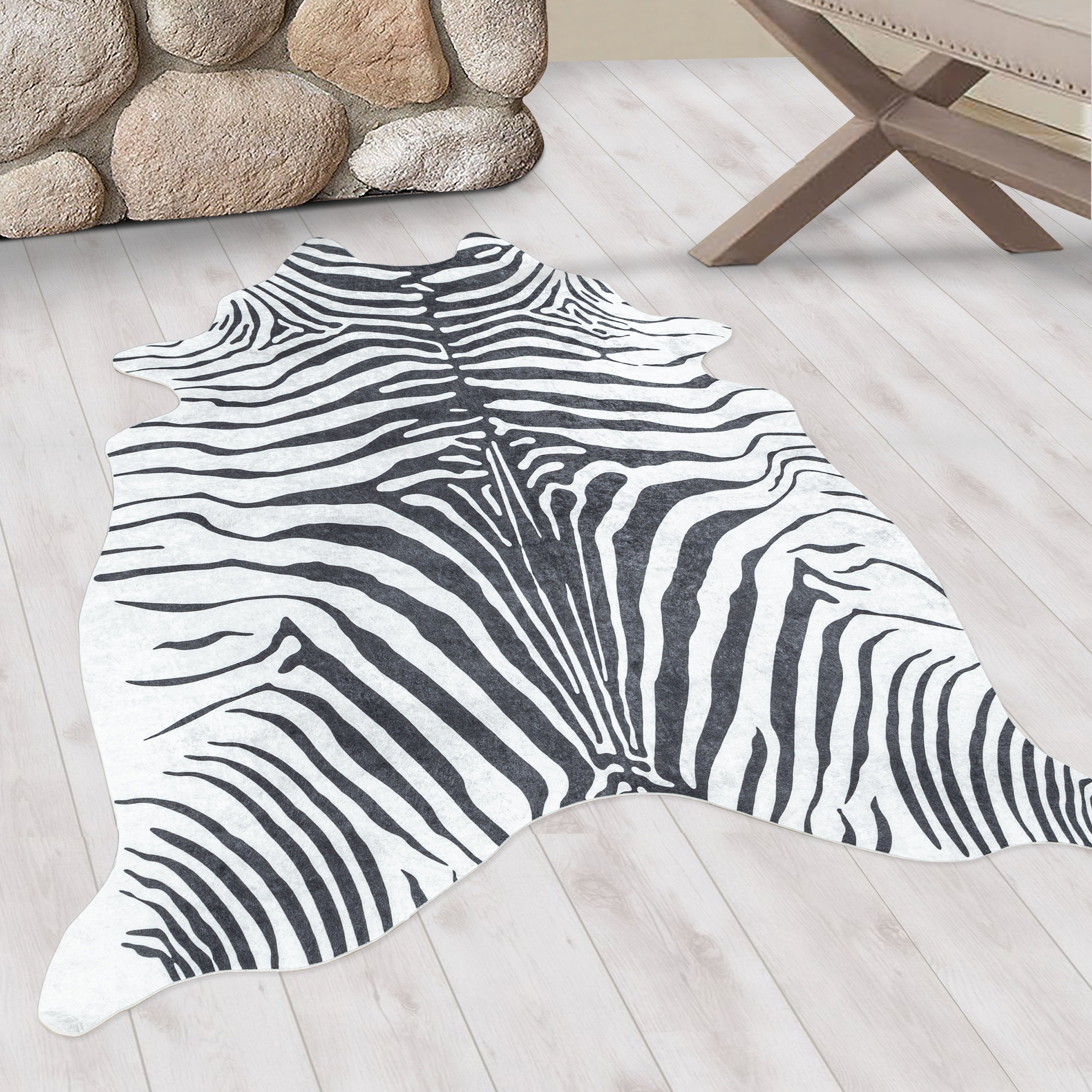 Stilvoll Günstig Teppich Waschbar Wohnzimmer Flur Küche Tigerfell Imitat, Sonderform, Höhe: 7 mm