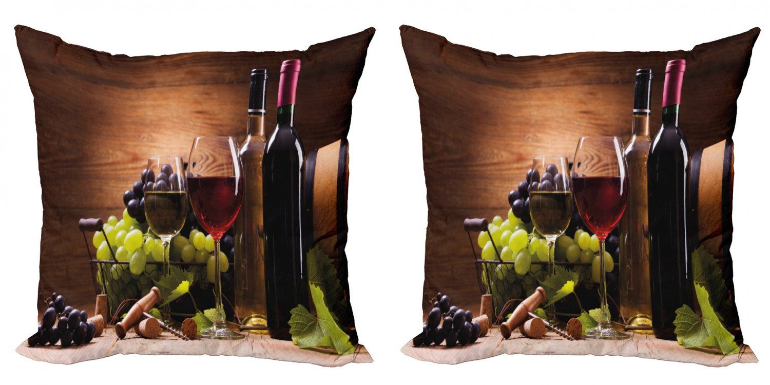 Kissenbezüge Modern Accent Doppelseitiger Digitaldruck, Abakuhaus (2 Stück), Wein Französisch Gourmet Tasting