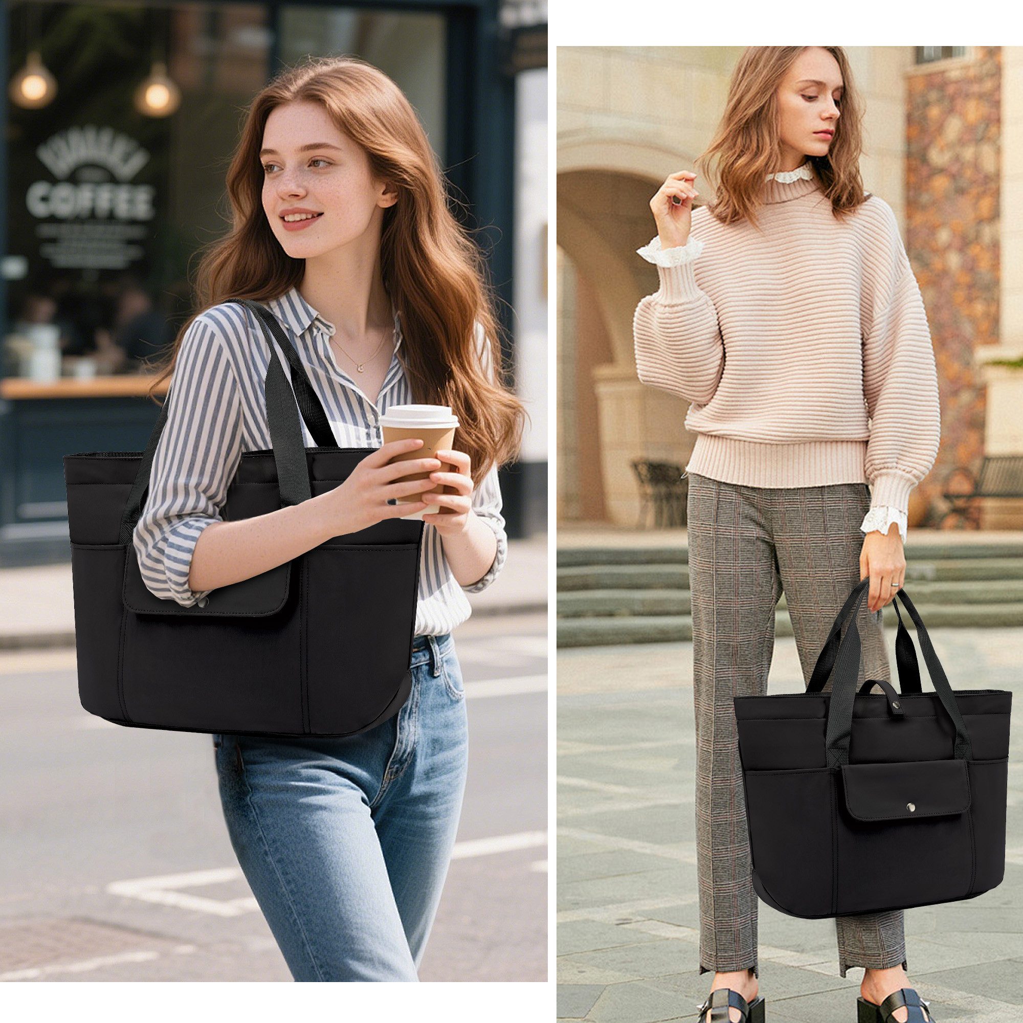 TAN.TOMI Umhängetasche Damen Multi-Taschen Große Tote Bag Shopper Schultertasche, Faltbarer Stauraum Mit Reißverschluss für Reisen Arbeit Fitness