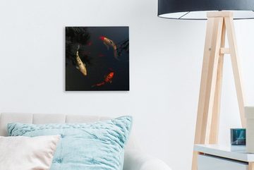 OneMillionCanvasses® Leinwandbild Eine Gruppe von Koi-Karpfen, die im Kreis schwimmen, (1 St), Leinwand Bilder für Wohnzimmer Schlafzimmer