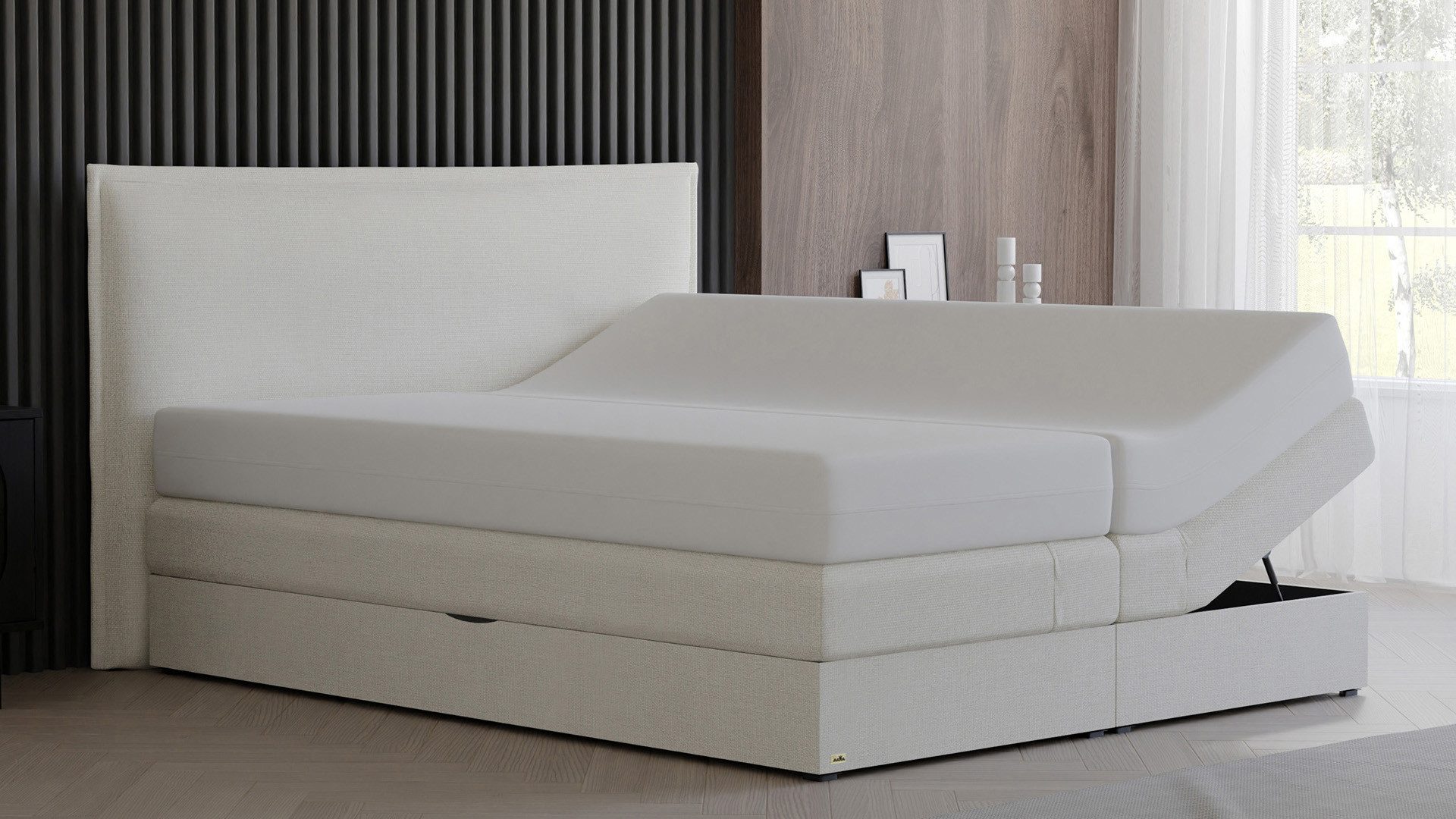 PAARA Boxspringbett mit Bettkasten, Matratze und Topper integriert - Modell Madrid, mit innovativem Belüftungssystem