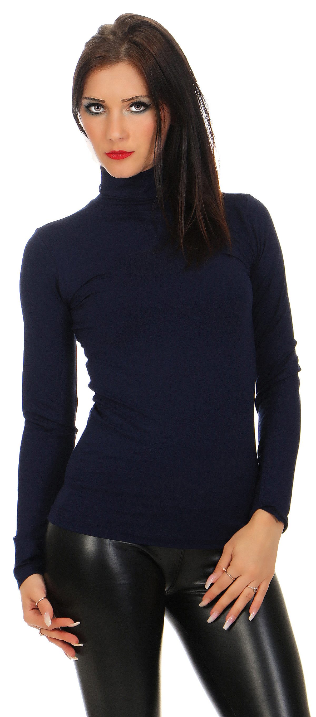 Rollkragenshirt Damen Langarm Rollkragen Shirt