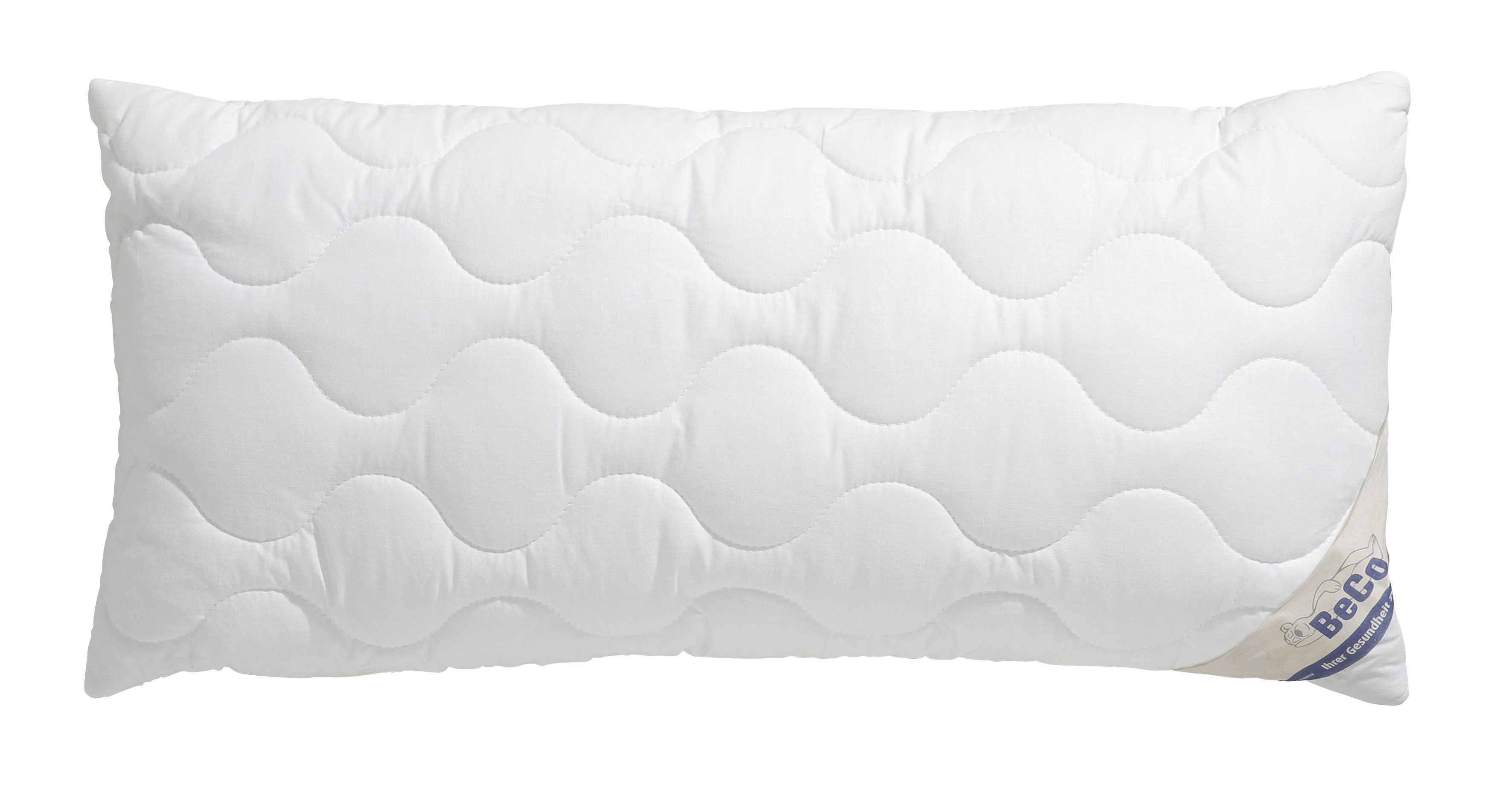 Beco Kunstfaserkopfkissen Aerelle Blue Eco "GOLD", Kissen, mit Gratis-Perlenohrsteckern, Füllung: recycelte Faserbällchen, Bezug: KbA-Bio-Baumwoll-Perkal, Jetzt zugreifen: Gratis-Aktion nur bis 31.12.2025!