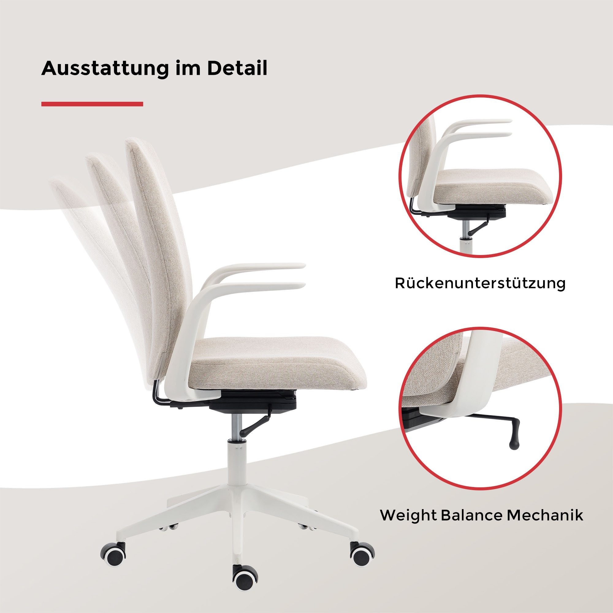 Duo Collection Drehstuhl Floris (1 St), Weight Balance Mechanik - passt sich jedem Körpergewicht an