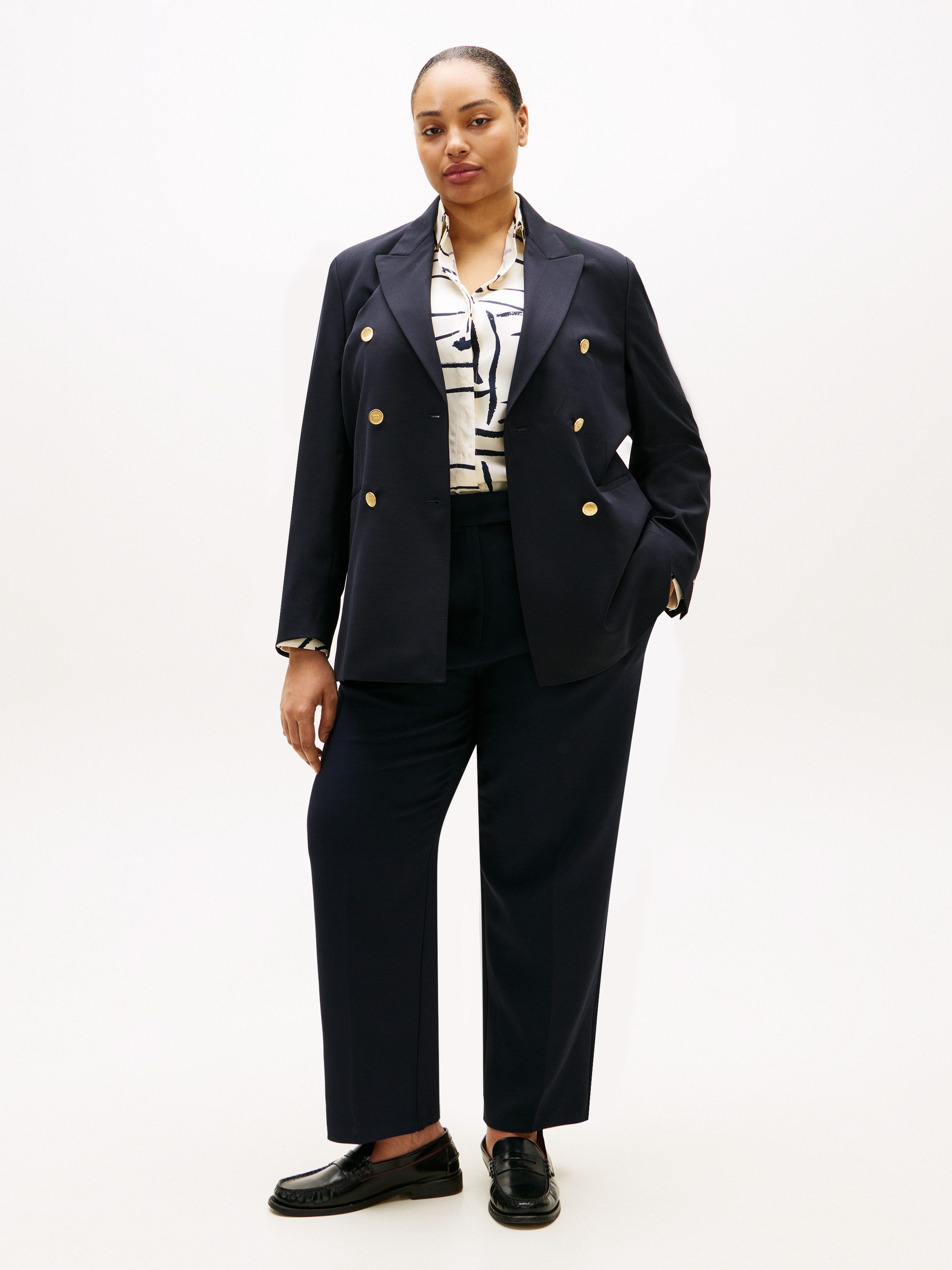 Tommy Hilfiger Curve Jackenblazer CRV TIMELESS WOOL DB BLAZER in großen Größen, mit Wolle