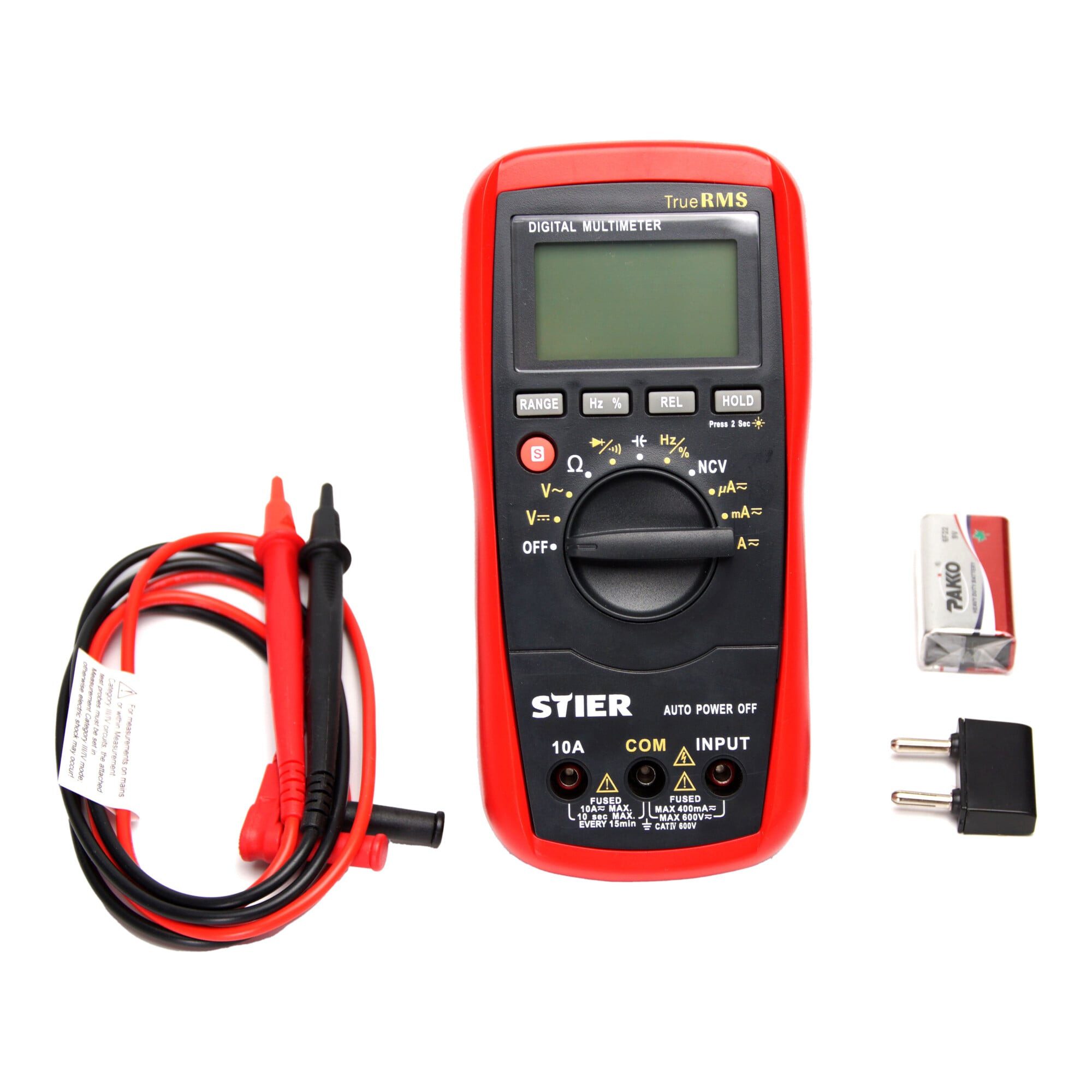 Stier Multimeter STIER Digital Multimeter 2 - 600V AC / 0,2 - 600V DC CATII 600V Kapazi