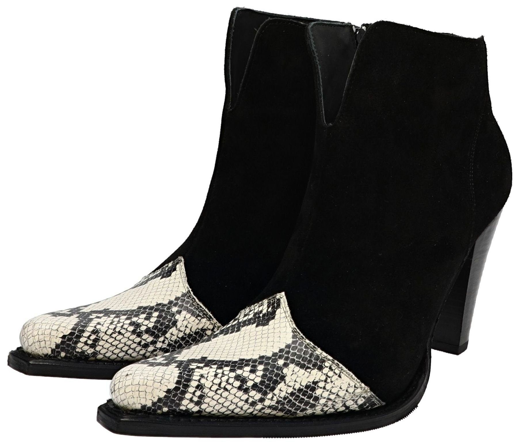 Sendra Boots 7981 Negro Blanco Damen High Heels Stiefelette