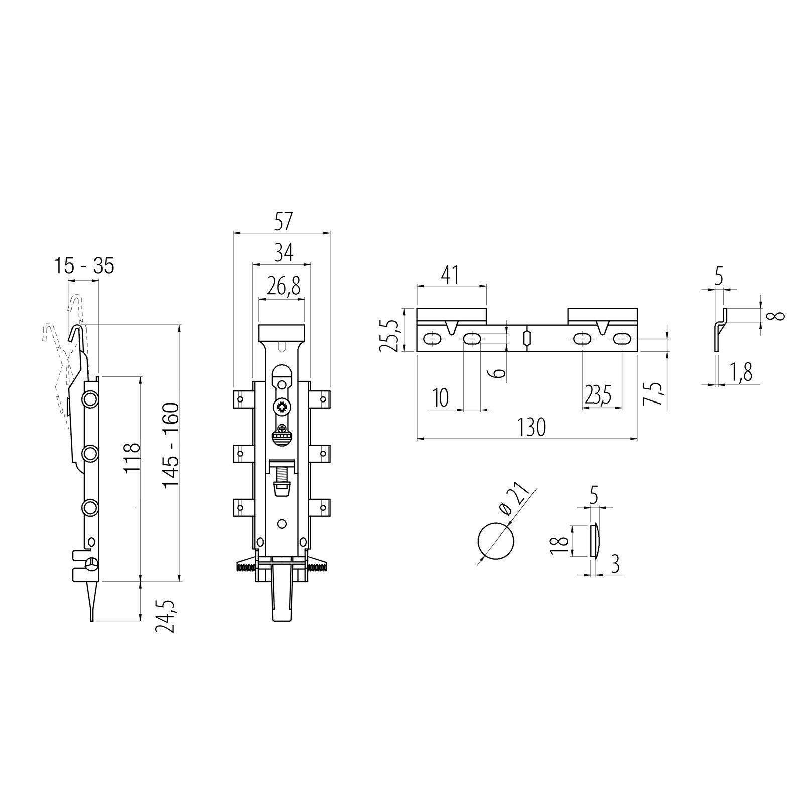 SO-TECH® Montagezubehör verdeckte Schrankaufhänger, verstellbar, Stahl verzinkt, Tragkraft/Paar 100 kg mit Aufhängeschiene, 1 Set