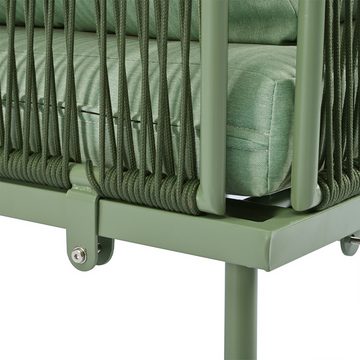 XDeer Gartenlounge-Set GartenLounge-Set aus Eisen grünem Seil L-förmiges, Gartenmöbel-Set mit Sitzkissen verstellbaren Füßen