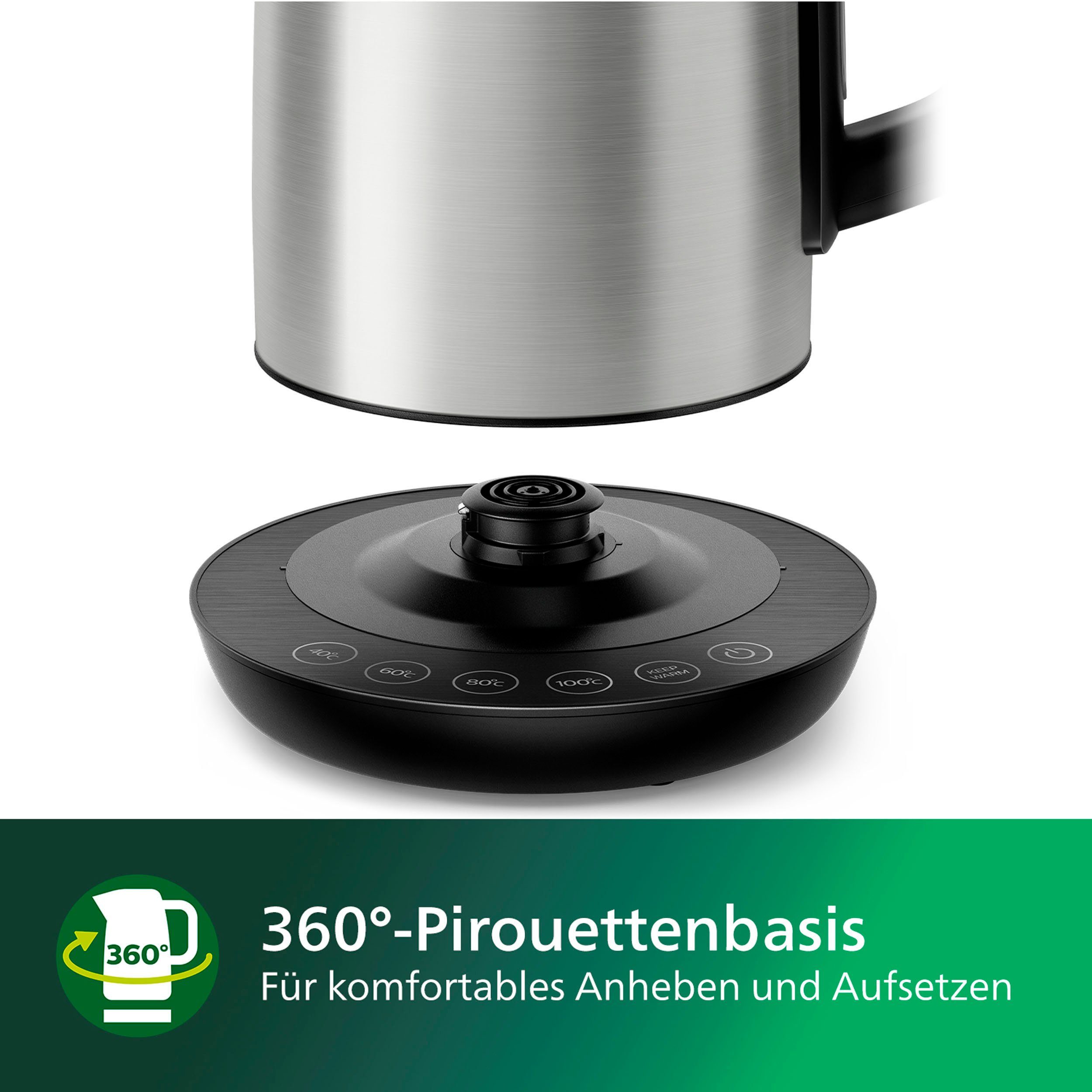 Philips Wasserkocher HD9359/90 Avance Collection, 1,7 l, 2200 W, Trockengehschutz, mit 4 Temperatureinstellungen
