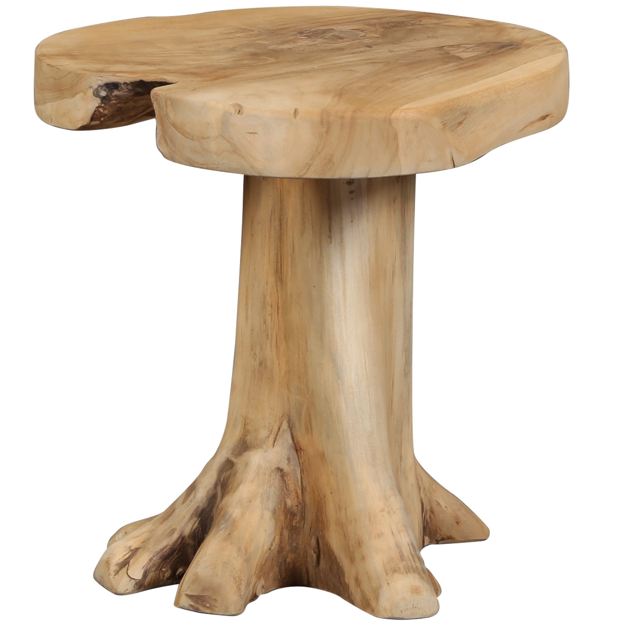 Casa Moro Beistelltisch Tisch Pflanzenständer Wurzelholz Teak massiv 40 cm Natur Holz, aus robustem Baumstamm und massivem Teak-Stammring