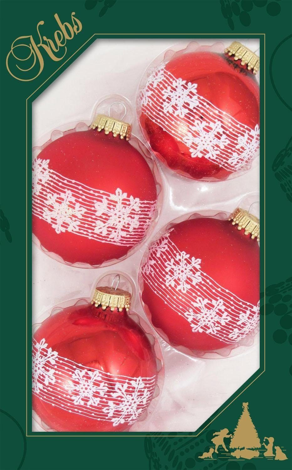 Weihnachtsbaumkugel Schneekristall, Weihnachtsdeko rot, Christbaumschmuck