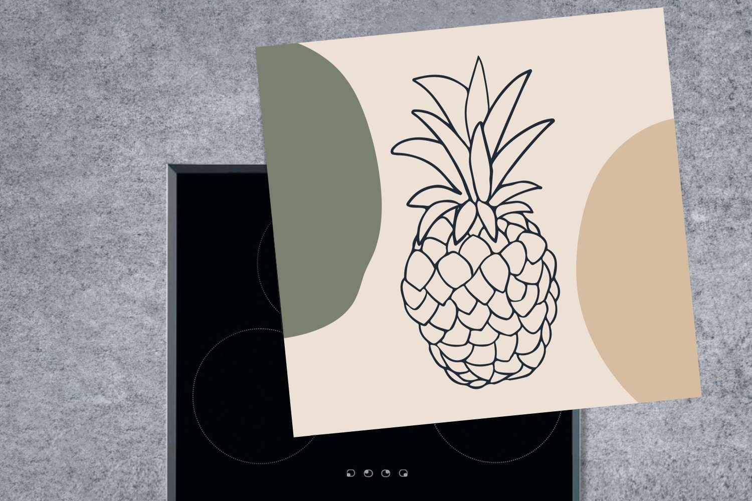 Arbeitsplatte Ananas, küche Herdblende-/Abdeckplatte - Pastell tlg), (1 cm, für Obst Vinyl, 78x78 MuchoWow - Ceranfeldabdeckung,