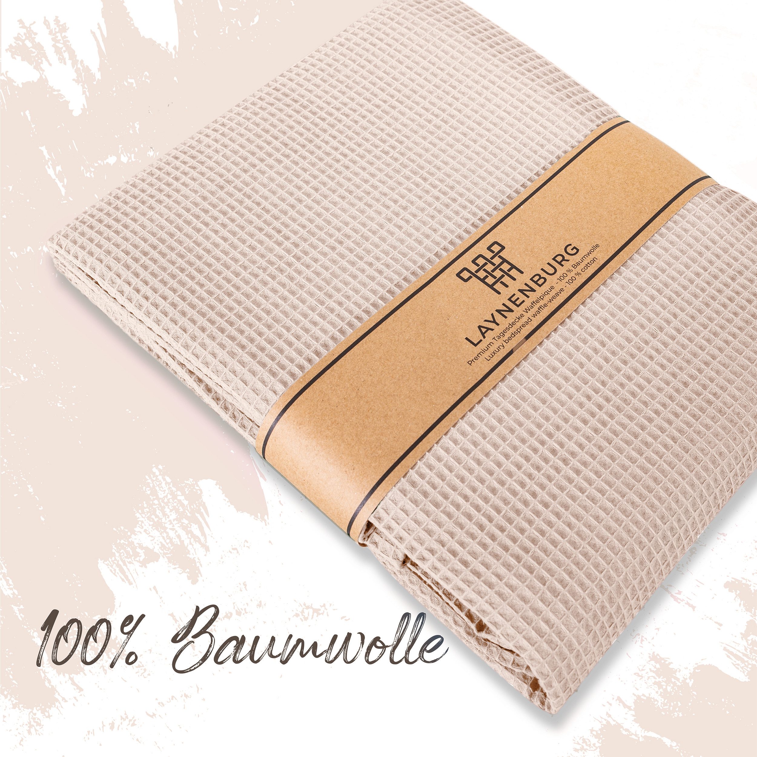 Laynenburg Tagesdecke Waffelpique aus 100% Baumwolle – Baumwolldecke, Kusch günstig online kaufen