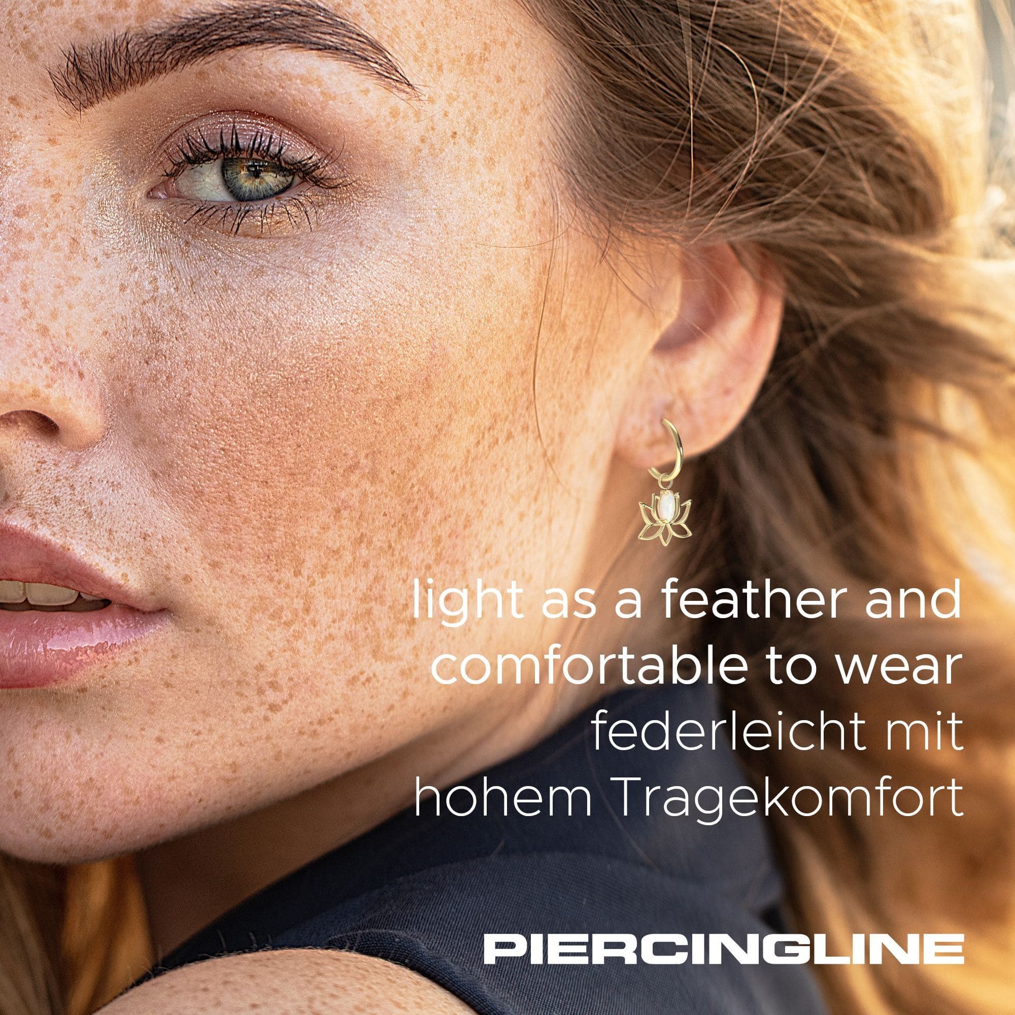 FILANGO Paar Creolen Titan Ohrclicker Creolen LOTUSBLÜTE + SYNTHETISCHER OPAL (Creolen, 1-tlg)