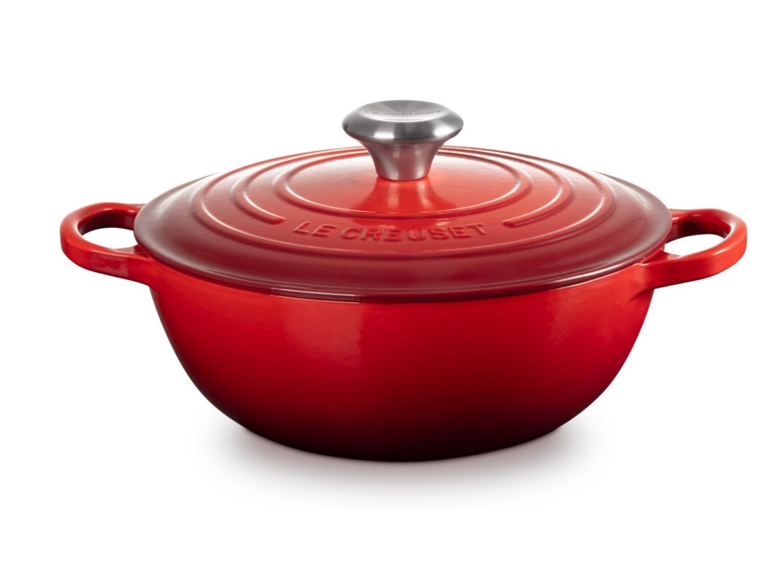 LE CREUSET Bräter Bräter La Marmite Signature rund kirschrot 24cm, Emailliertes Gusseisen