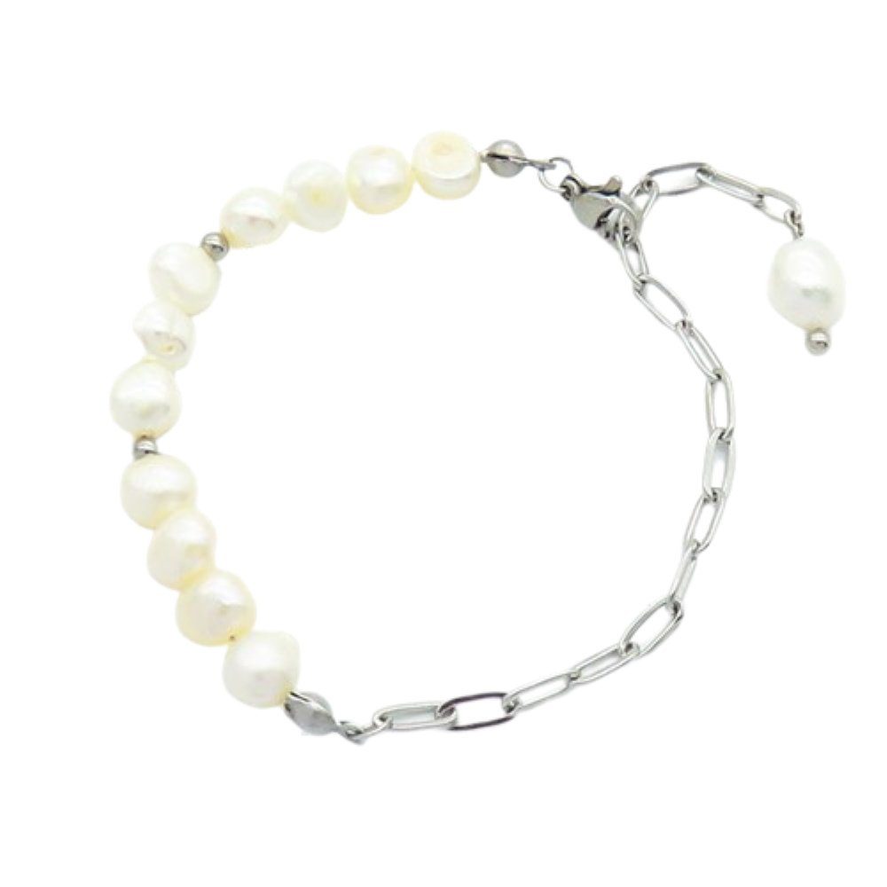 Kettenglieder Duo Armschmuck ovale Bracelet halb Unisex 1-tlg), Armband Perlen (1 Armband, BUNGSA halb Armkette