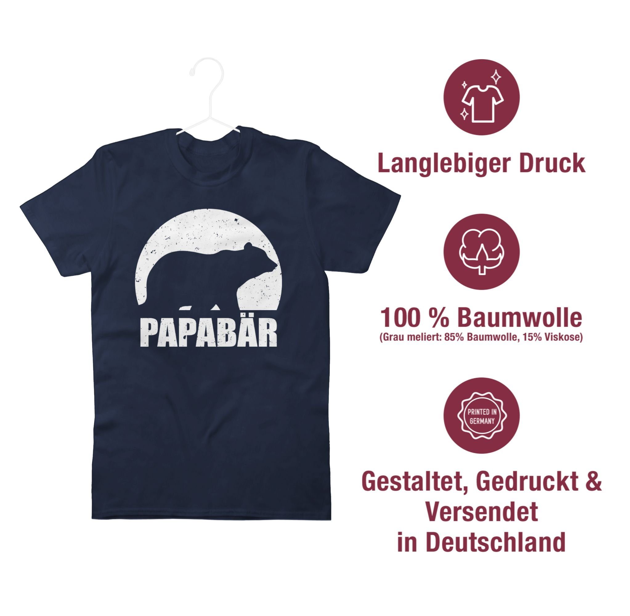 Papa für Bär Navy Blau T-Shirt Bear 02 Vatertag Geschenk Papa Shirtracer Papa Papabär