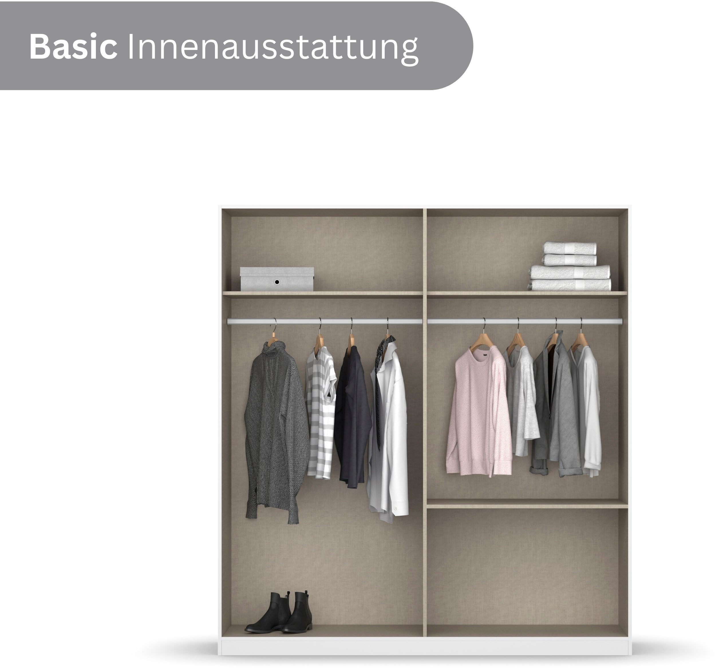 rauch Drehtürenschrank Kleiderschrank Schrank Garderobe COSTA in den Breiten 91/136/181 cm (in 3 Ausstattungen BASIC/CLASSIC/PREMIUM) viel Platz, grifflose Front und Push-to-Open Funktion MADE IN GERMANY