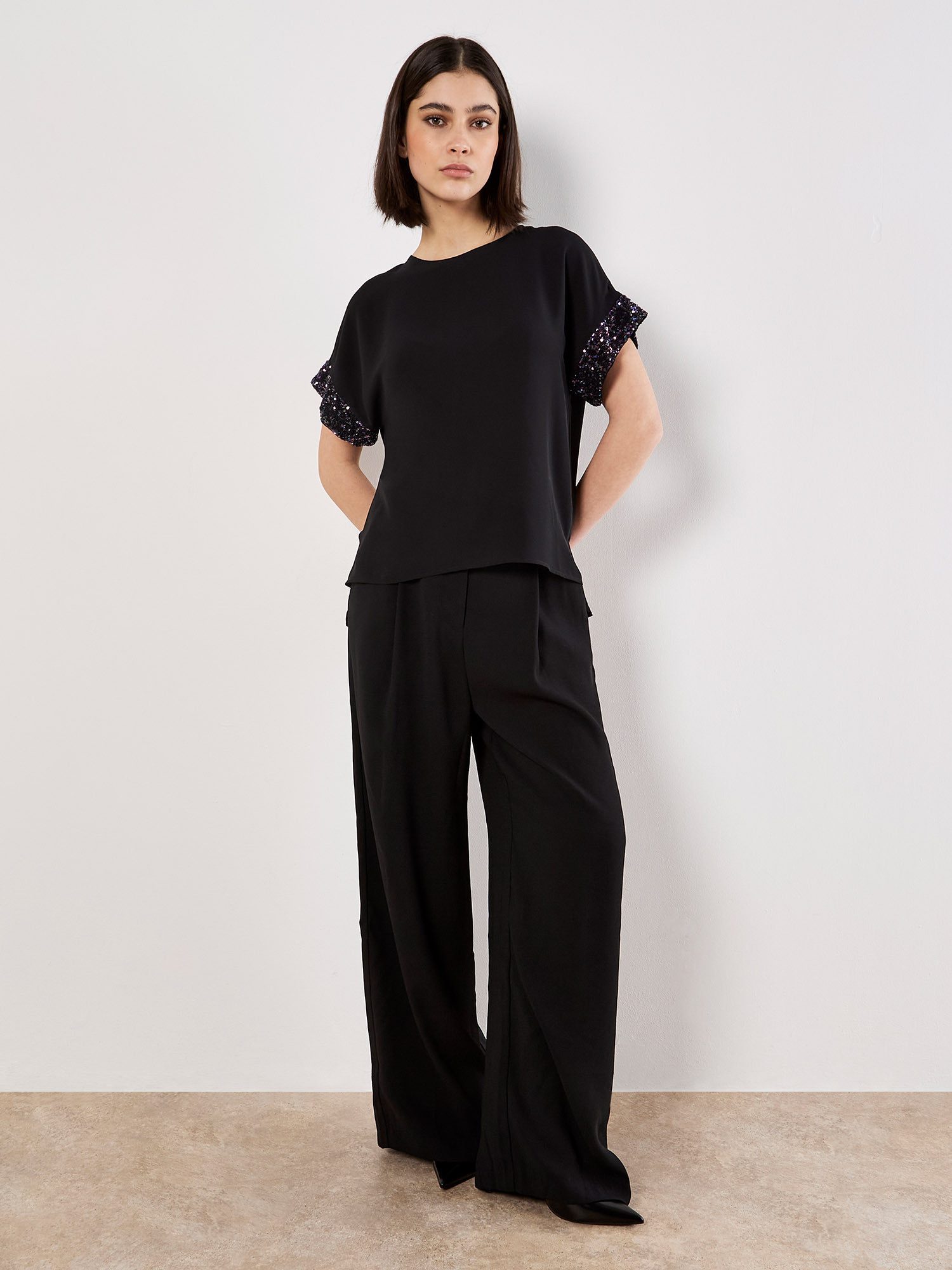 Apricot Paillettenshirt Partytop mit Pailletten günstig online kaufen