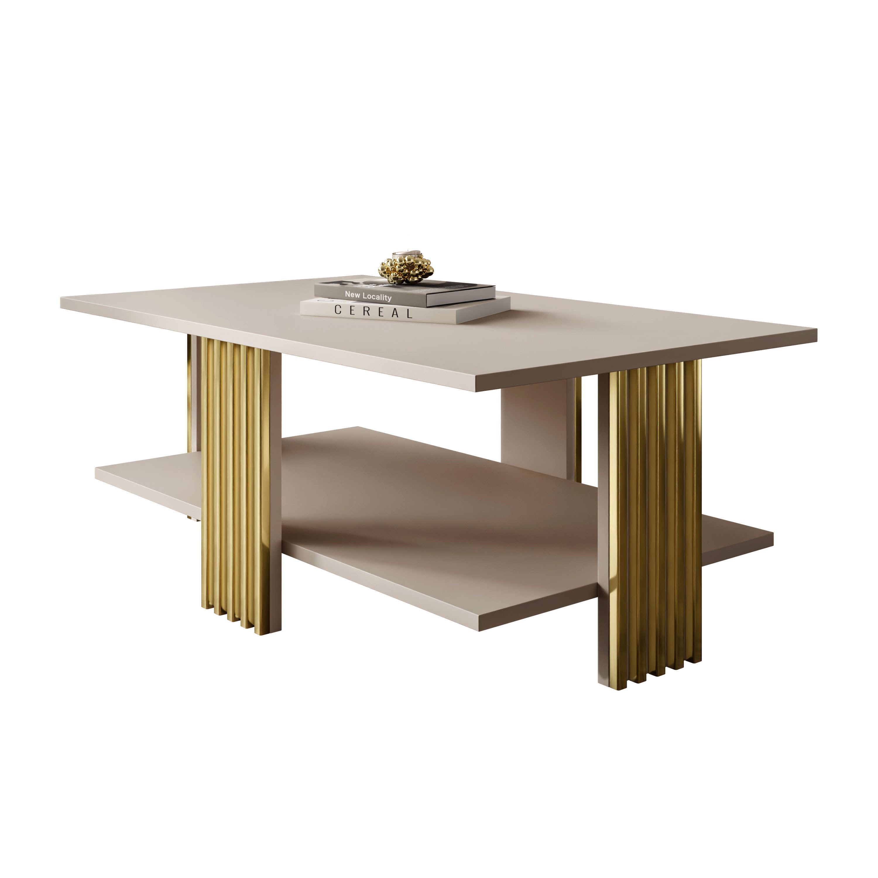 Lookway Couchtisch SAPHIRA GOLD mit Ablage (1 Tisch)