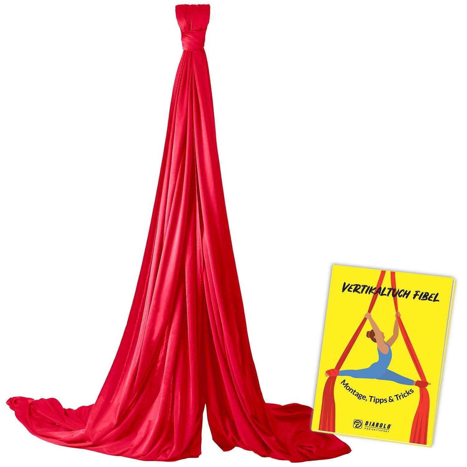 Diabolo Freizeitsport Nestschaukel Vertikaltuch 6m & 8m + Deckenhalterung, (Circus Silk 6 m rot mit Halterung für Akrobatik zuhause, Vertikaltuch mit Deckenhalterung), Aerial Silk Tuch Low-Stretch Polyester (rot), 6m + Deckenhalter (sw)