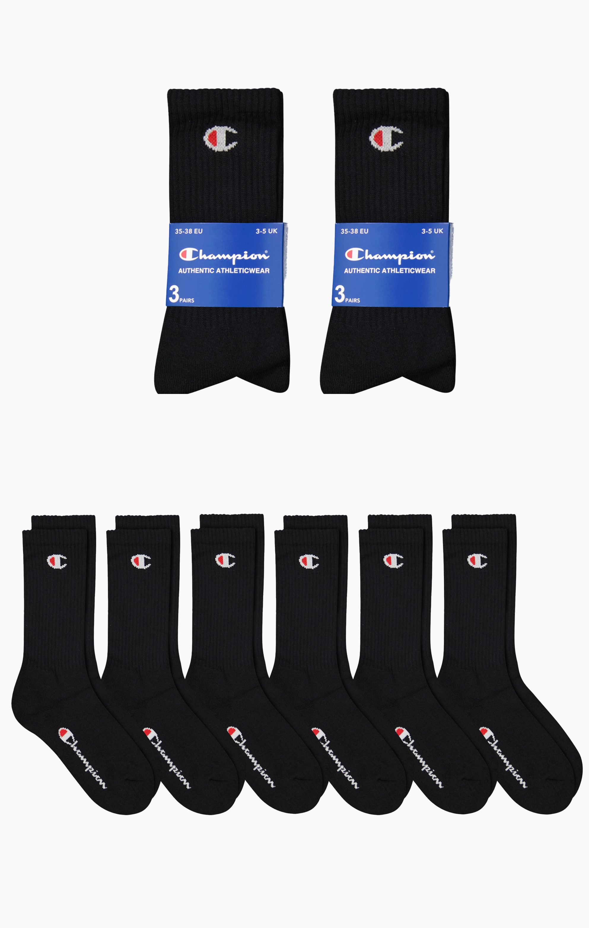 Champion Tennissocken (Packung, 6-Paar) für sportliche Aktivitäten, mit Logoschriftzügen