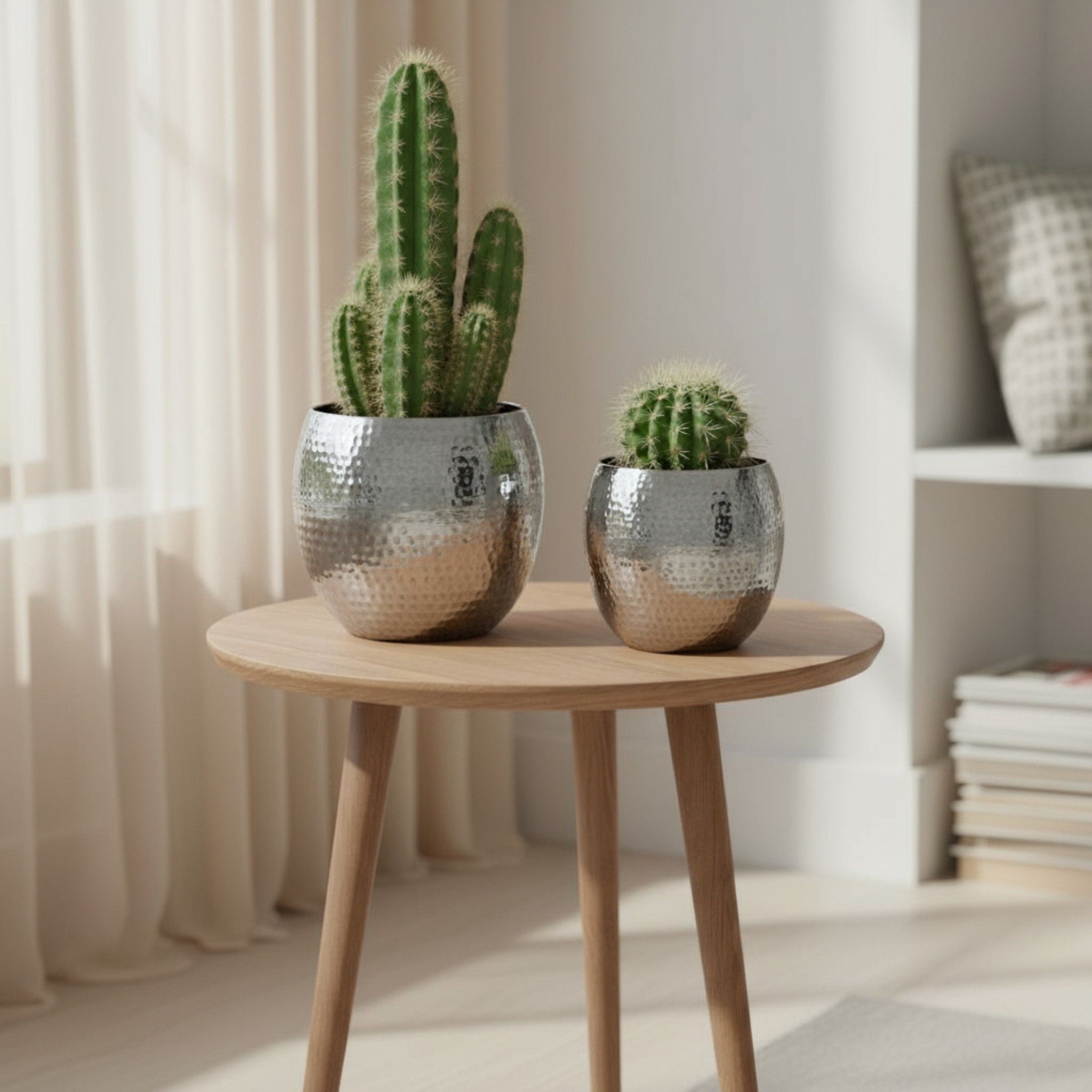 Meinposten Blumentopf 2 Blumentöpfe silber Pflanztopf Aluminium Blumentopf Pflanzentopf (2er Set, 2 St)
