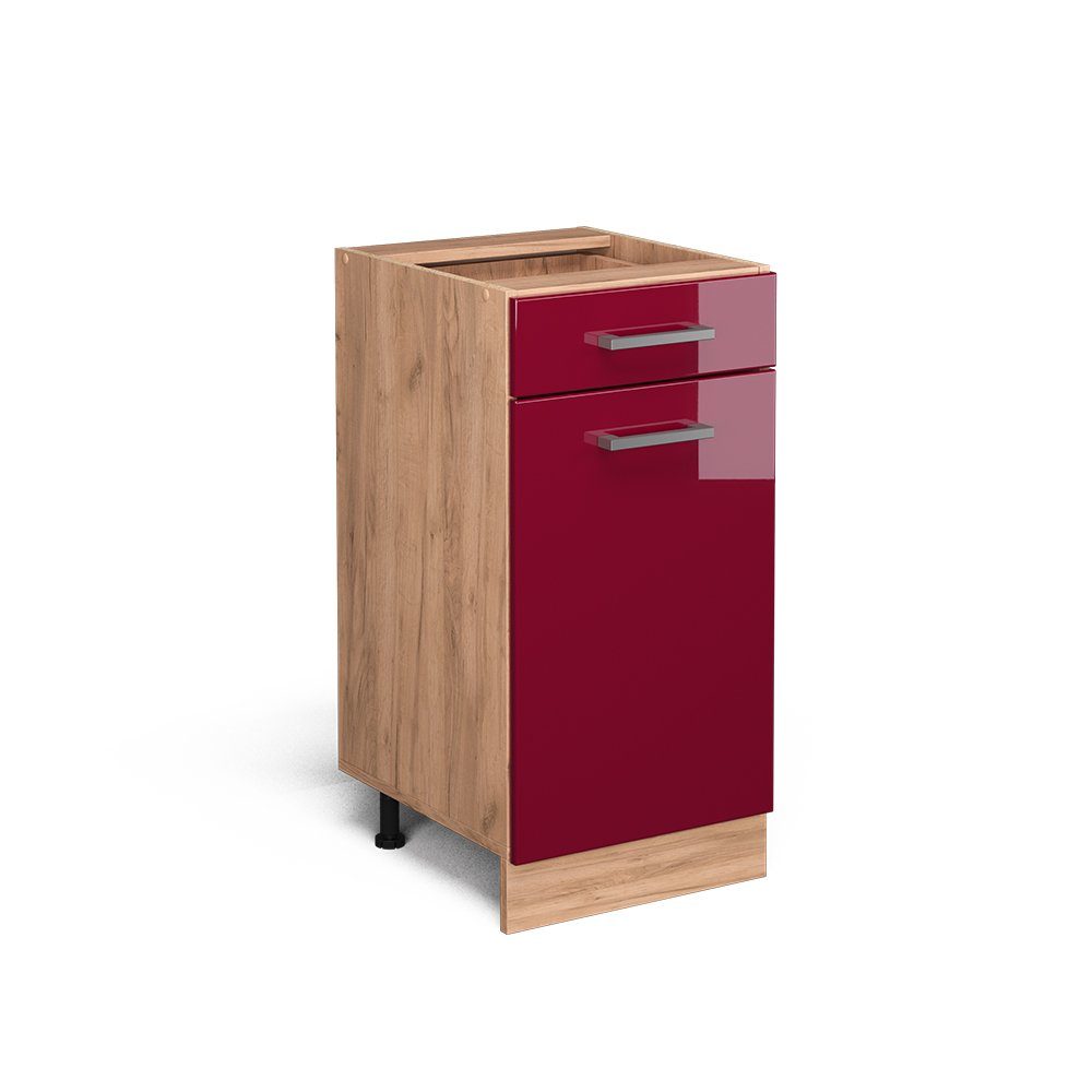 Vicco Unterschrank R-Line, Bordeaux Hochglanz/Goldkraft Eiche, günstig online kaufen