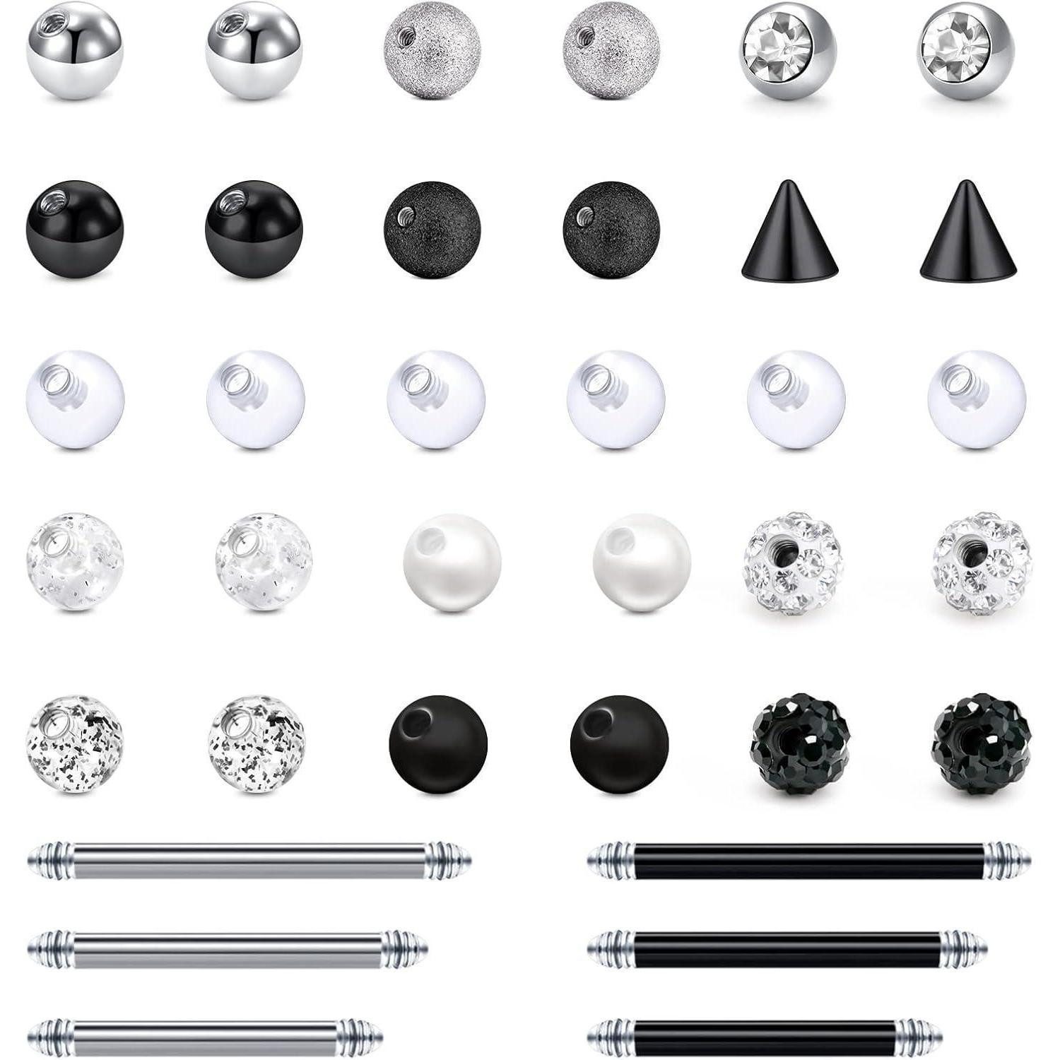 LuxusKollektion Piercing-Set Zungenpiercing Kugeln 5mm 14G 30Stk Chirurgens günstig online kaufen