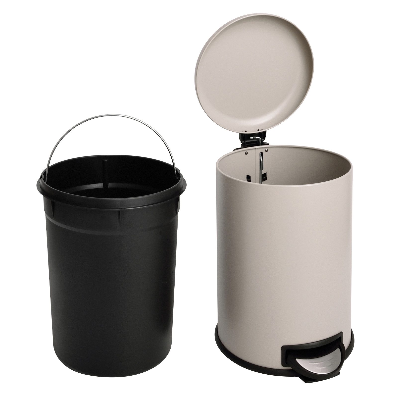 SVITA Mülleimer, Treteimer, Abfalleimer, 20 Liter, inkl. Inneneimer, Stahl, Taupe
