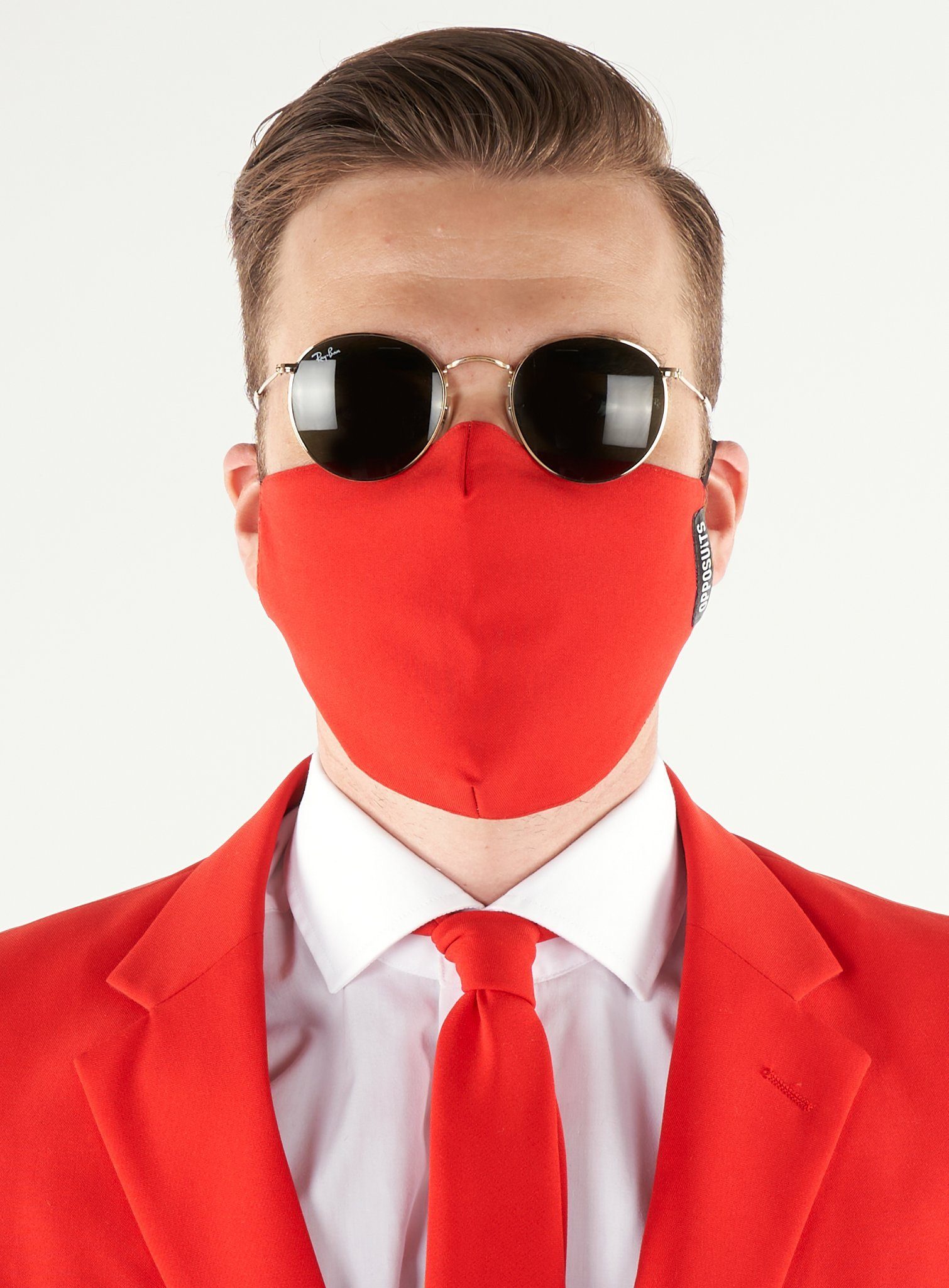 Opposuits Verkleidungsmaske Red Devil Stoffmaske, In your face, Corona! Gesichtsmaske mit Stil