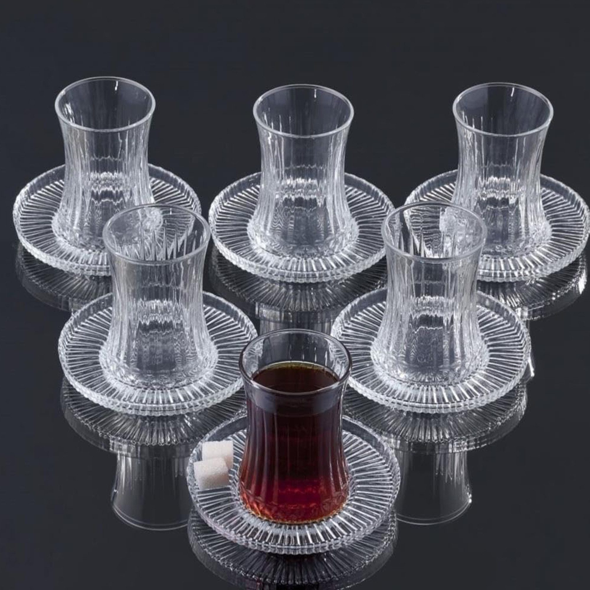 Pasabahce Gläser-Set Elysia Teegläser-Set, 12-tlg., Glas, 12-tlg. Set, 170ml, ideal für schwarzen Tee, Kräutertee