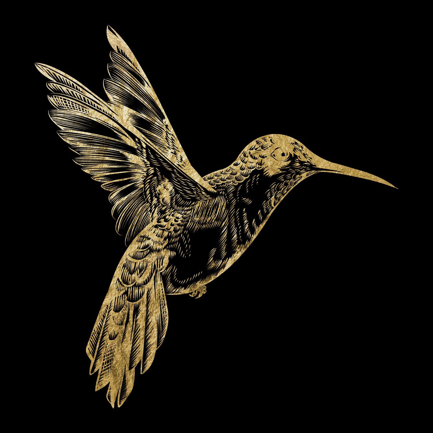 Leonique Acrylglasbild Kolibri Goldveredelung, Handgearbeitet, Acrylbilder veredelt, Edel St), Gerahmt, Blattgold - (1 mit