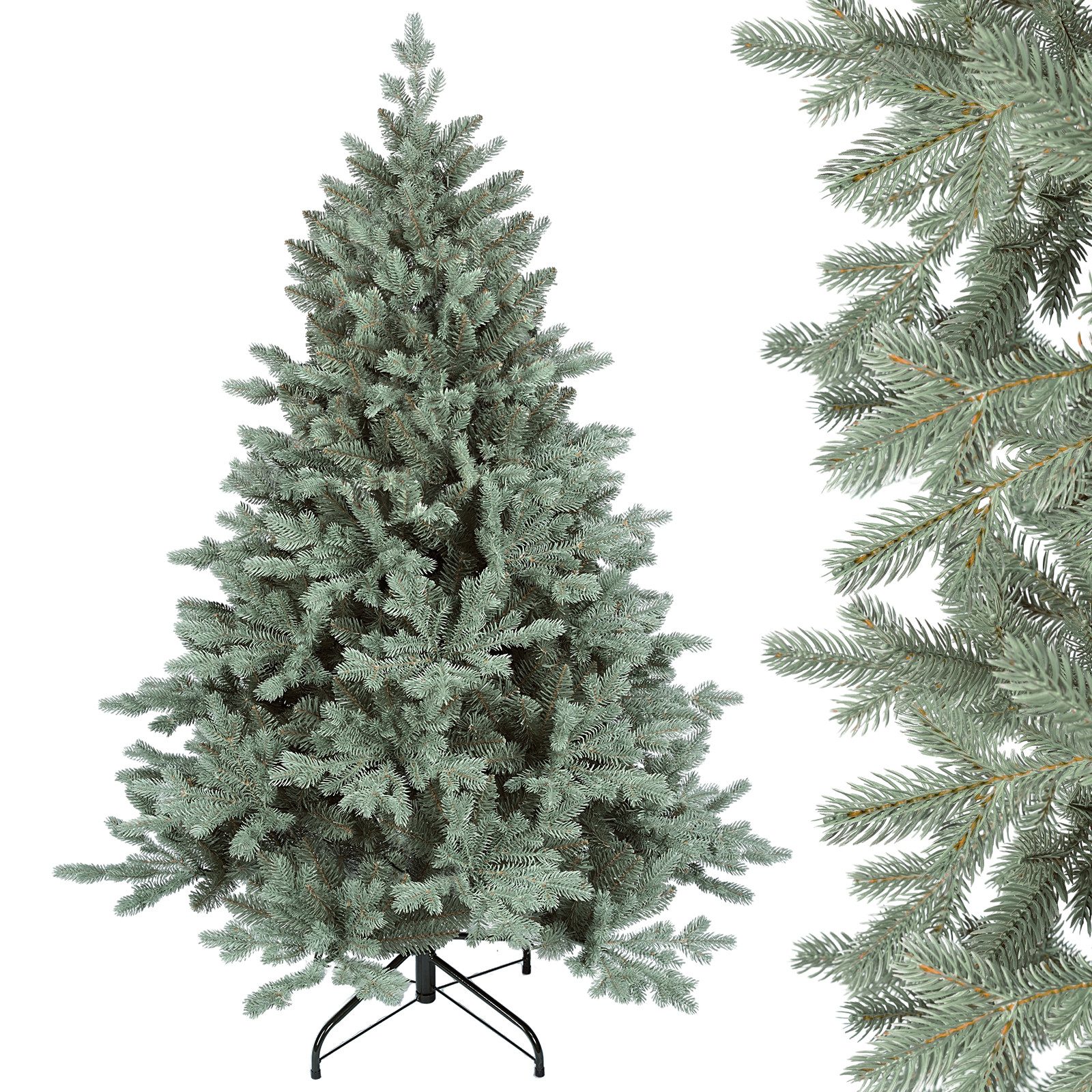 Salcar Künstlicher Weihnachtsbaum Künstlicher Weihnachtsbaum Christbaum Tannenbaum, super dicht und voll, Blaufichte, 150 cm mit 2083 Spitzen (1688 PE + 395 PVC), ca. 81 % PE