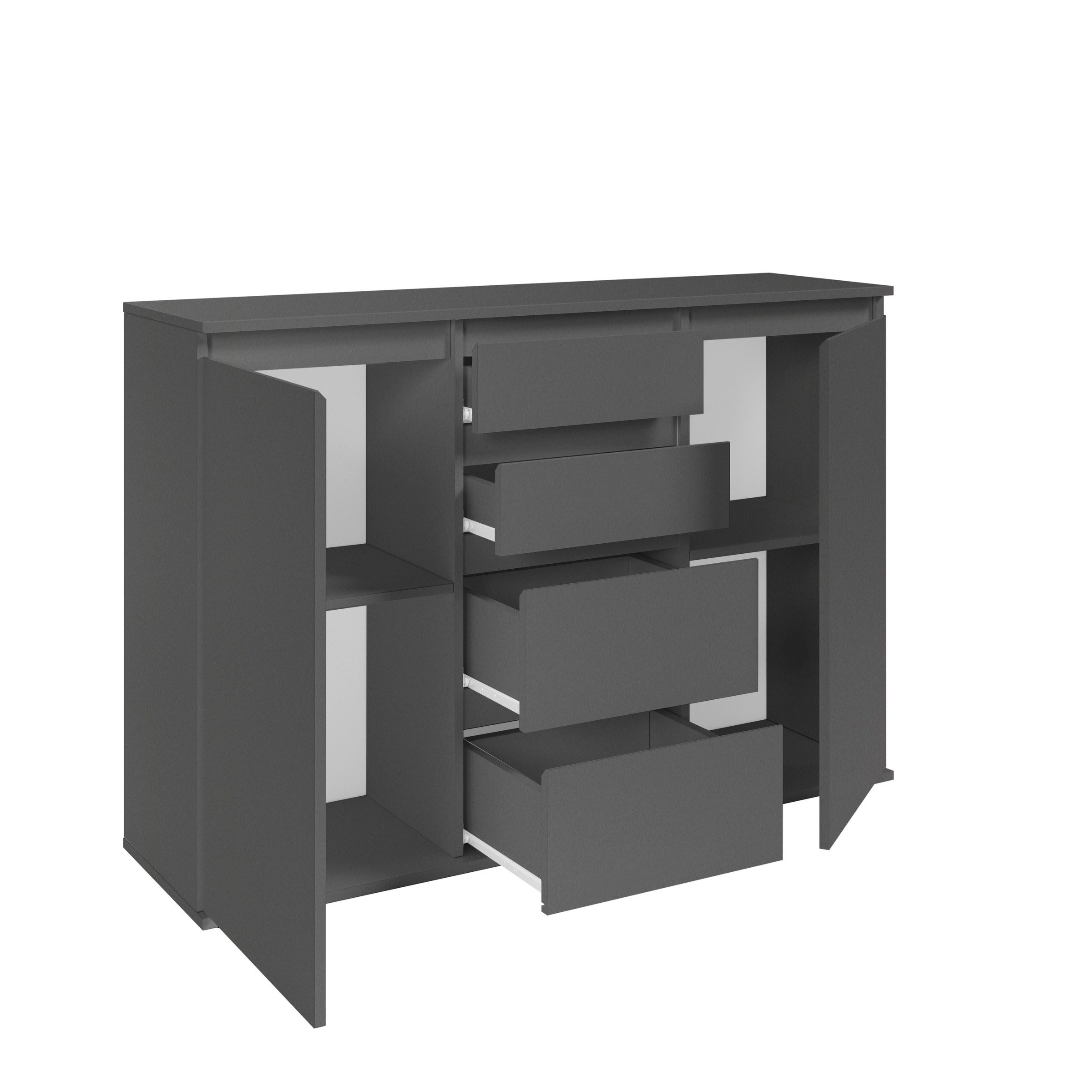 Bega Consult Sideboard 2 Türen, 4 Schübe, in anthrazit - 119x84x35cm (BxHxT)